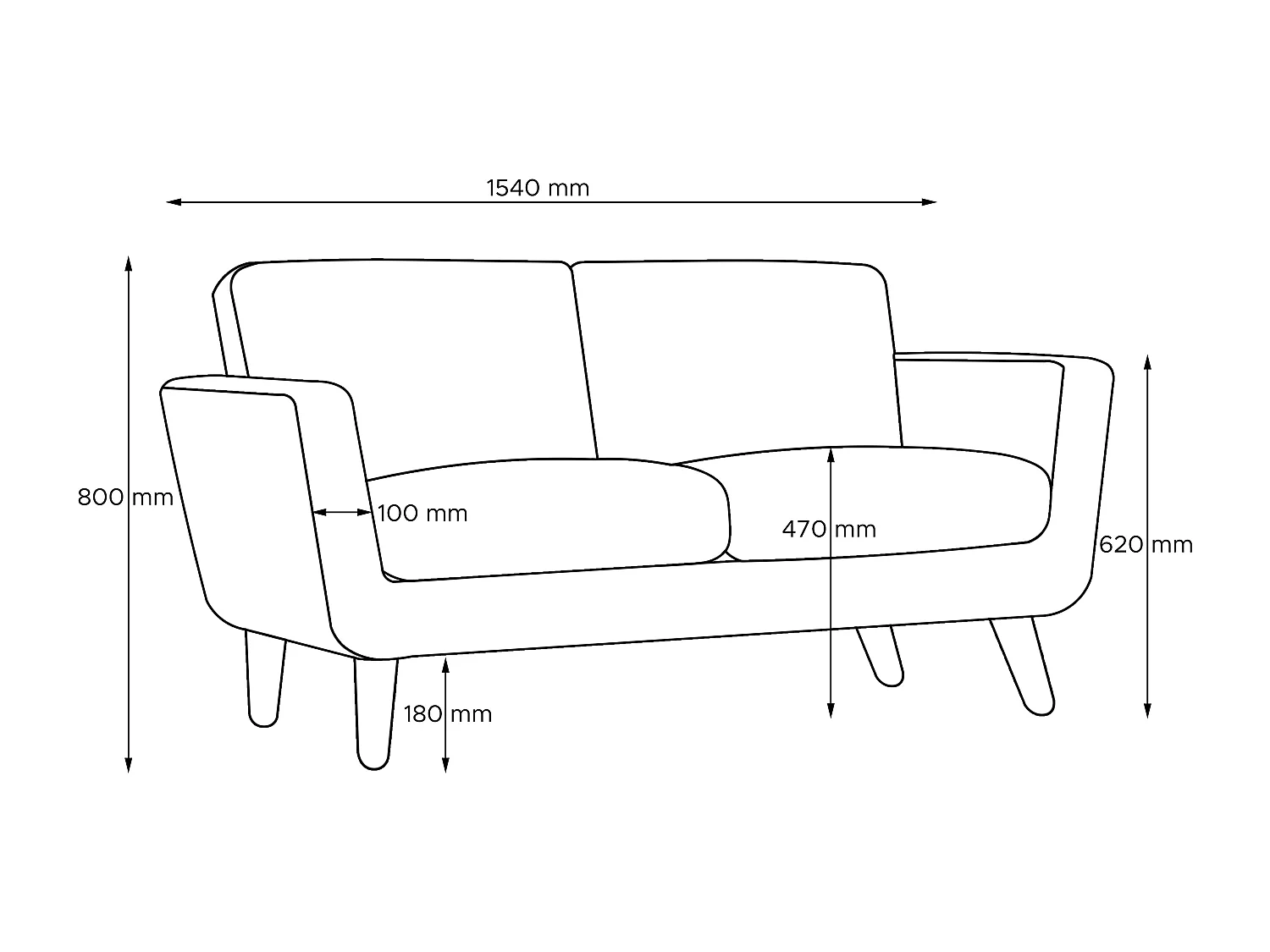 Sofa 2 Personen - Graphit/Braun - TAGIO