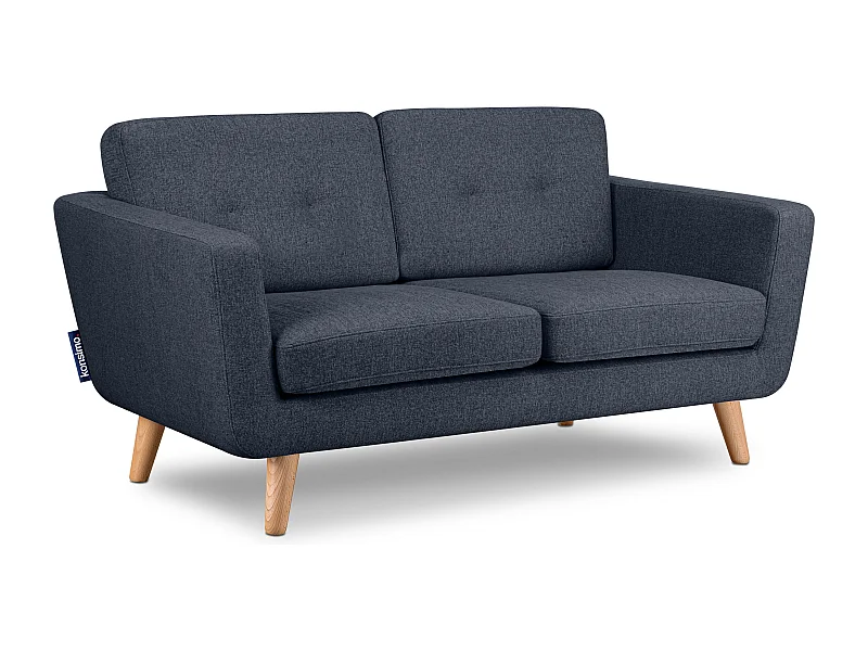 Sofa 2 Personen - Marineblau/Braun - TAGIO
