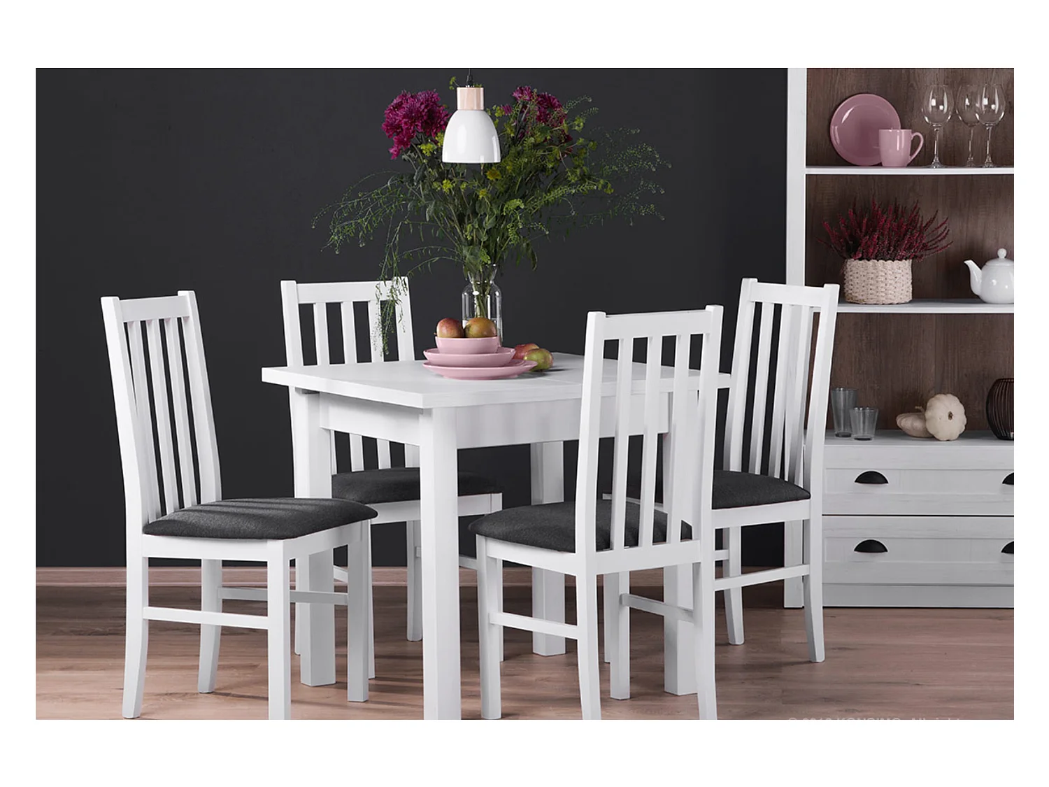 Klappbarer Esstisch  - Ausziehbar - Grau/Weiß - SALUTO