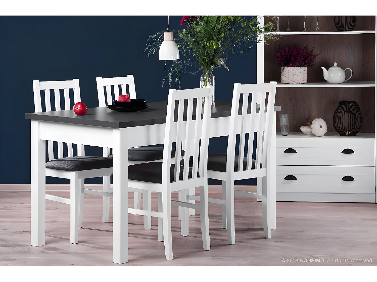 Klappbarer Esstisch  - Ausziehbar - Grau/Weiß - CENARE