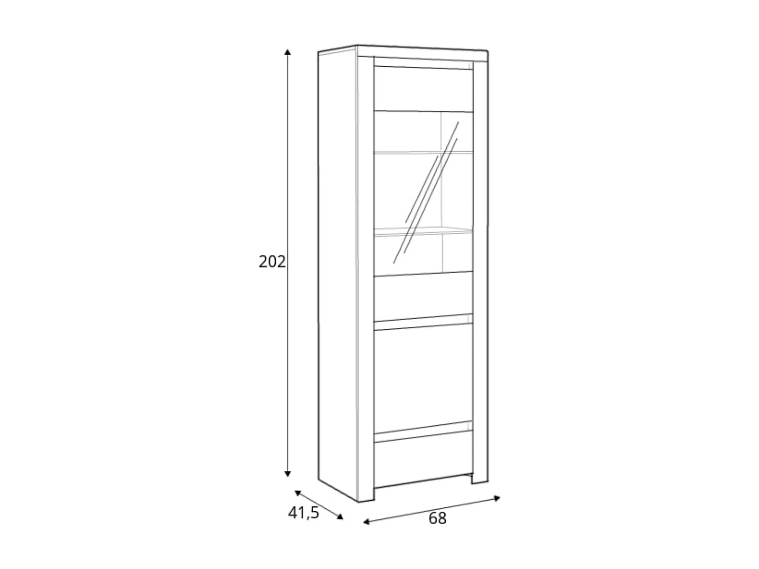 Vitrinenschrank  - Glas Weiß|Eiche Wotan Dekor - DAMINO