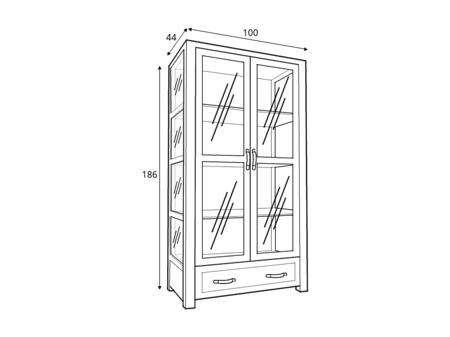 Vitrinenschrank  - Braun - RABO