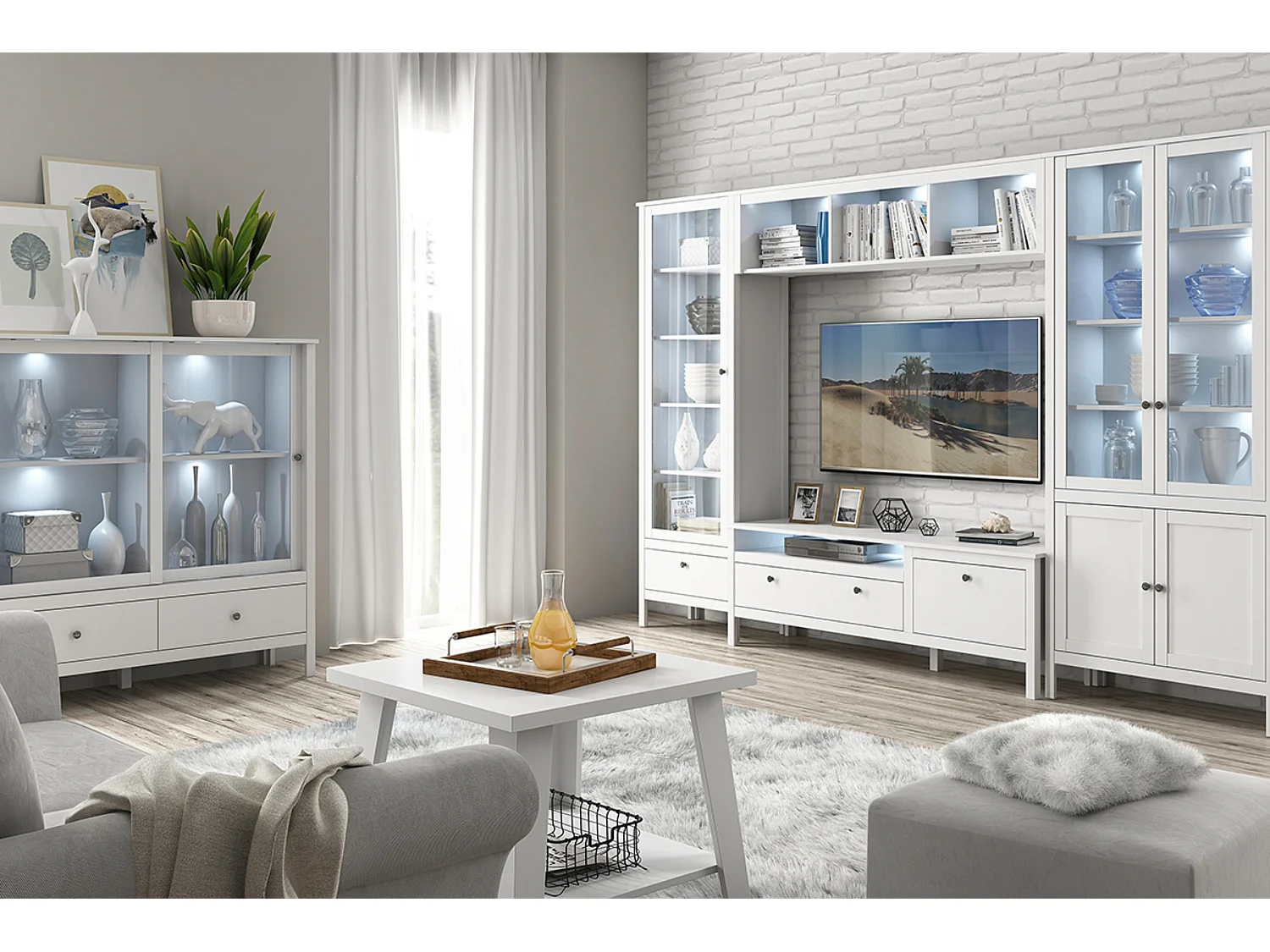 Vitrinenschrank  - Weiß - FARGE