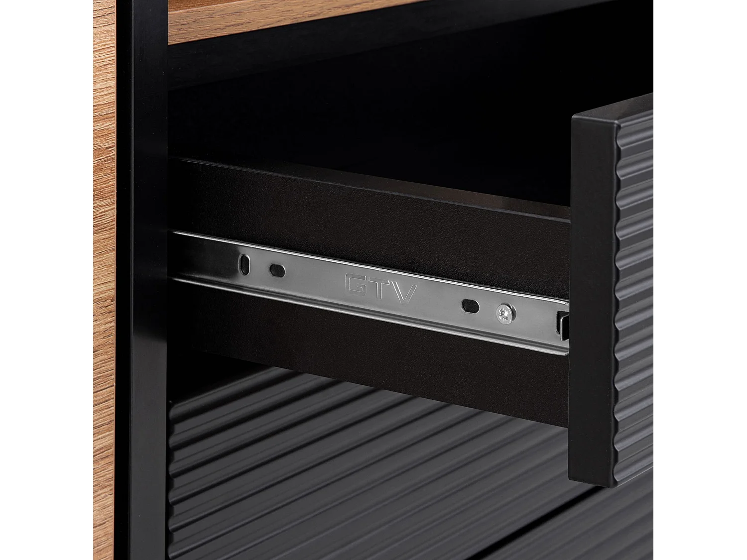 Kommode TV/HiFi-Einlage - schwarz / Eiche natur - LOFTY