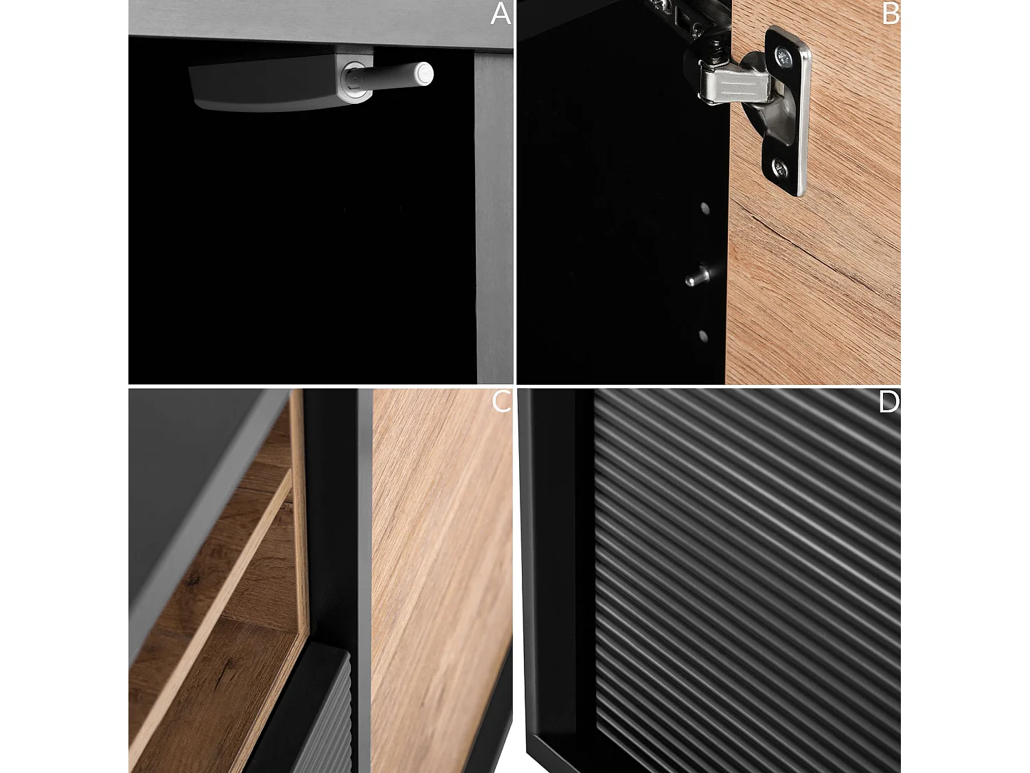 Kommode TV/HiFi-Einlage - schwarz / Eiche natur - LOFTY