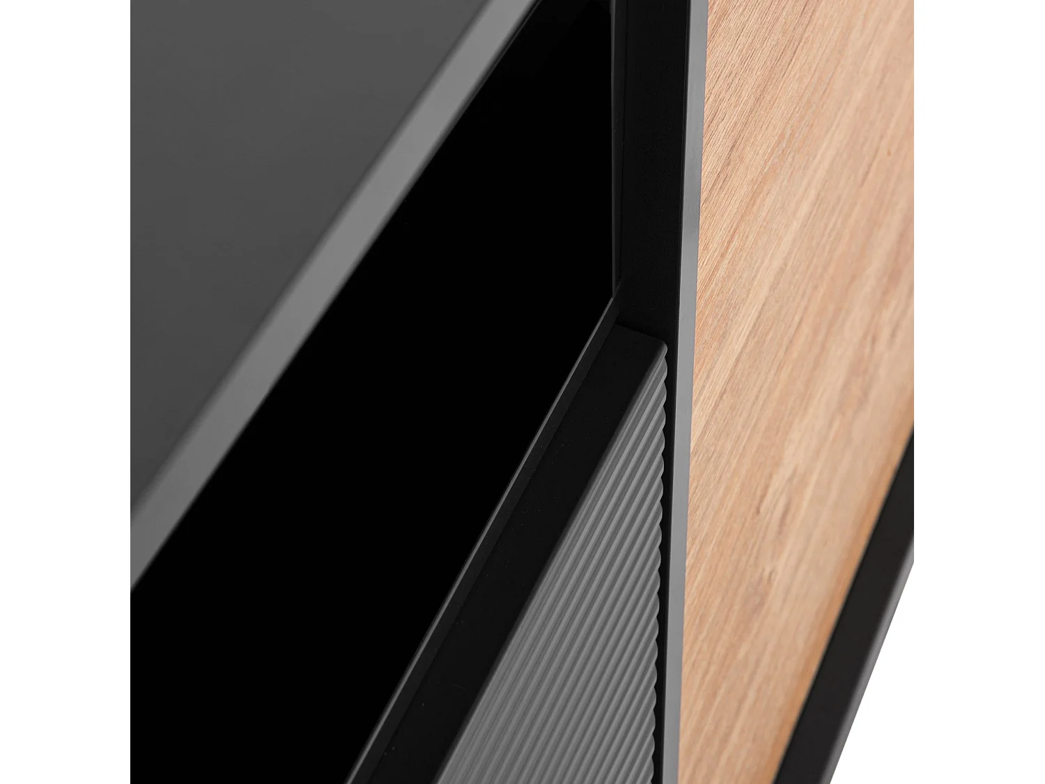 Kommode  Außenseiteneinlage - schwarz / Eiche natur - LOFTY