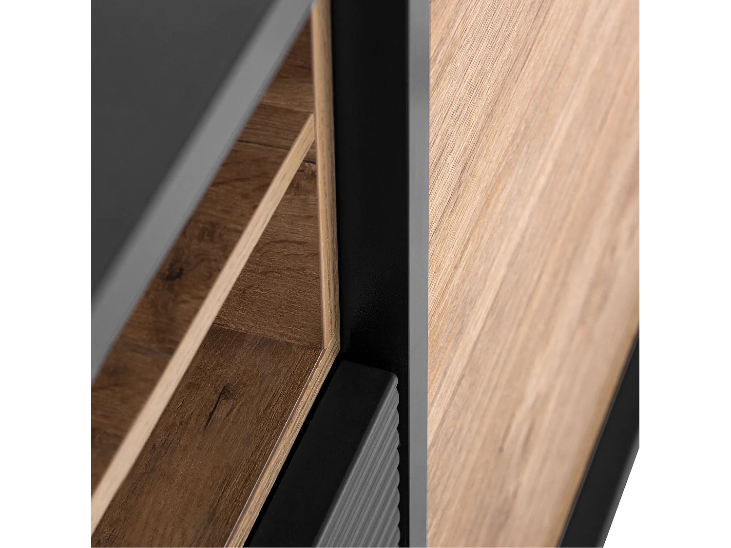 Kommode TV/HiFi-Einlage - schwarz / Eiche natur - LOFTY