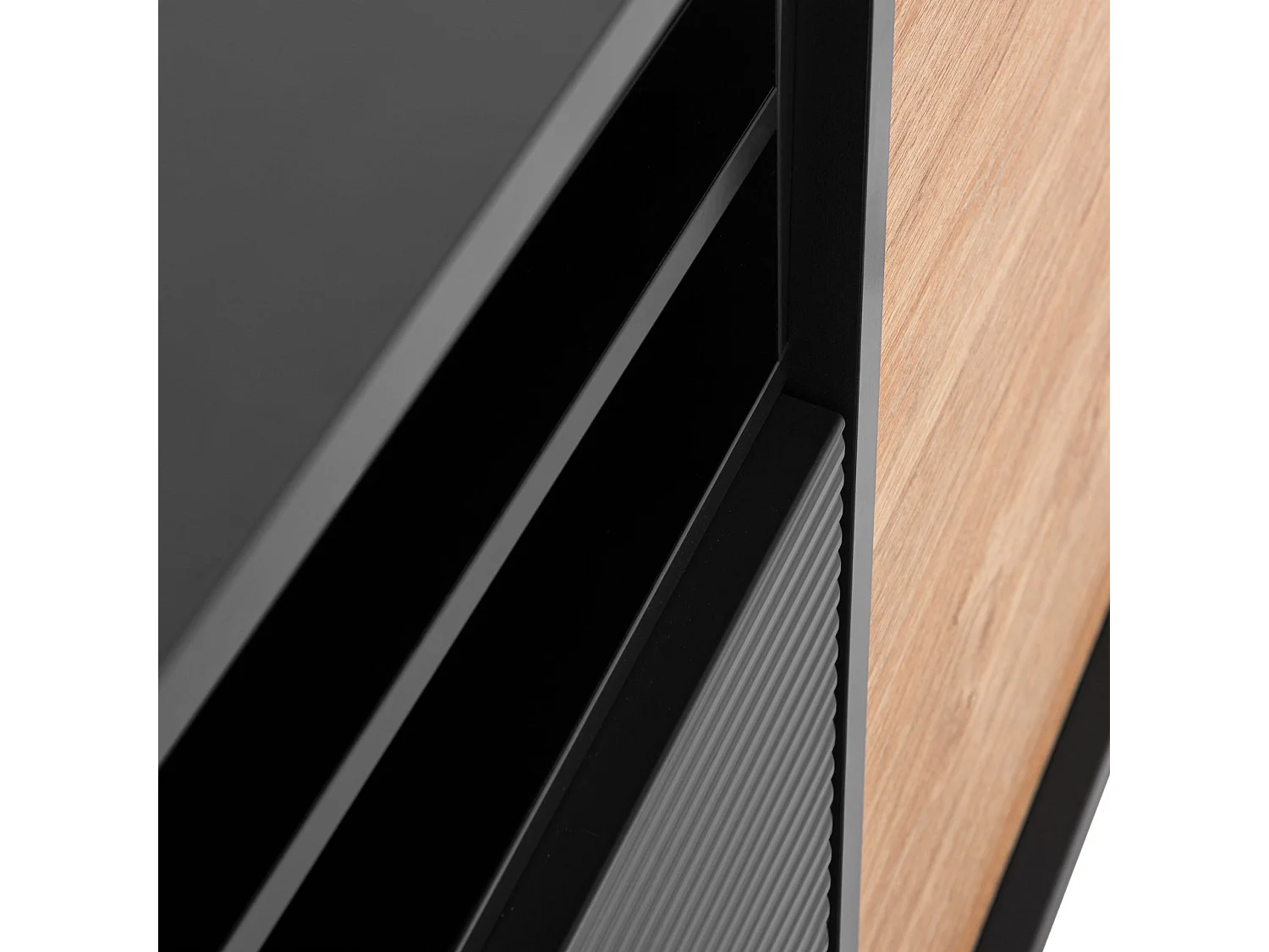 Kommode TV/HiFi-Einlage - schwarz / Eiche natur - LOFTY