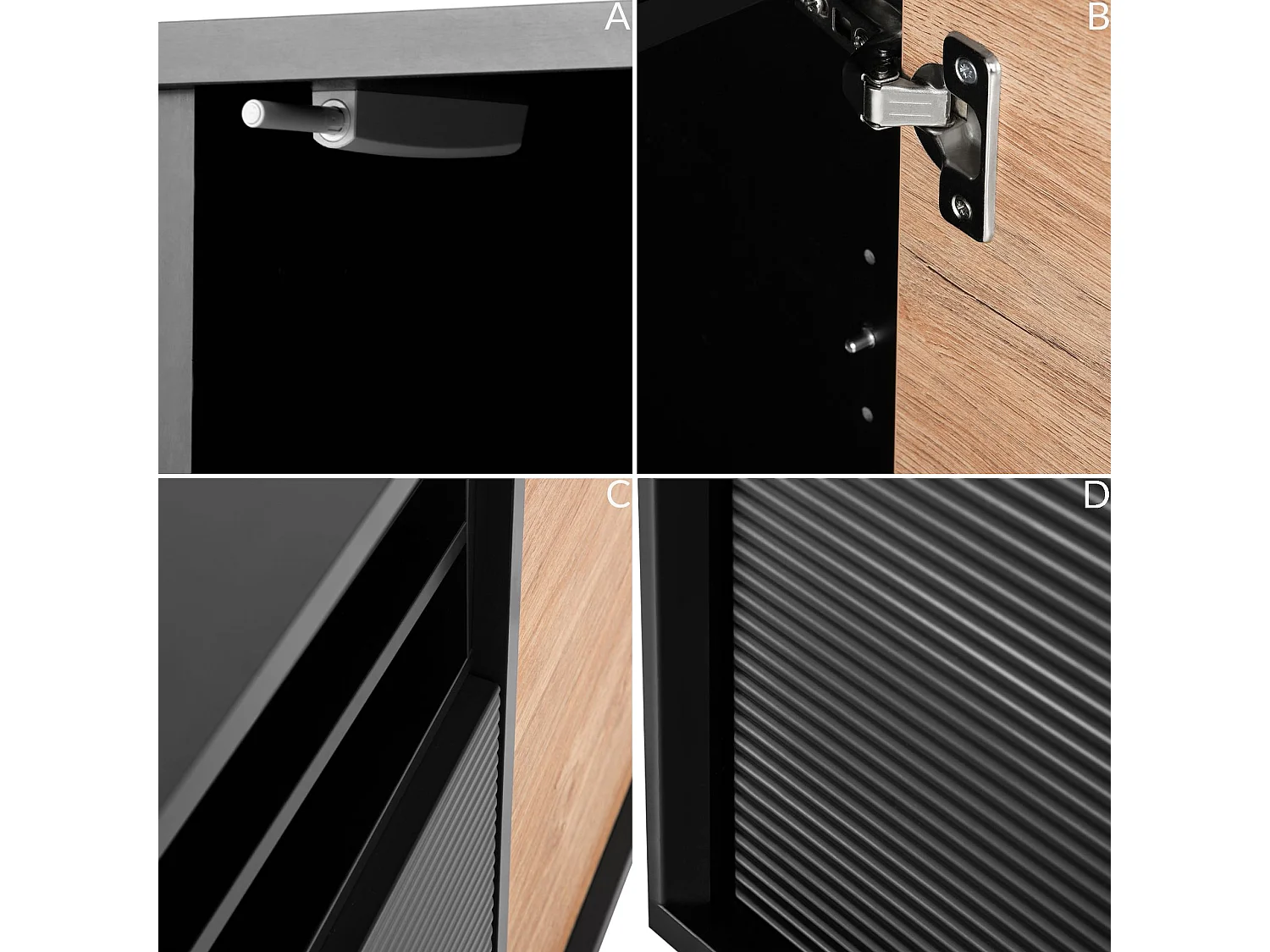 Kommode TV/HiFi-Einlage - schwarz / Eiche natur - LOFTY