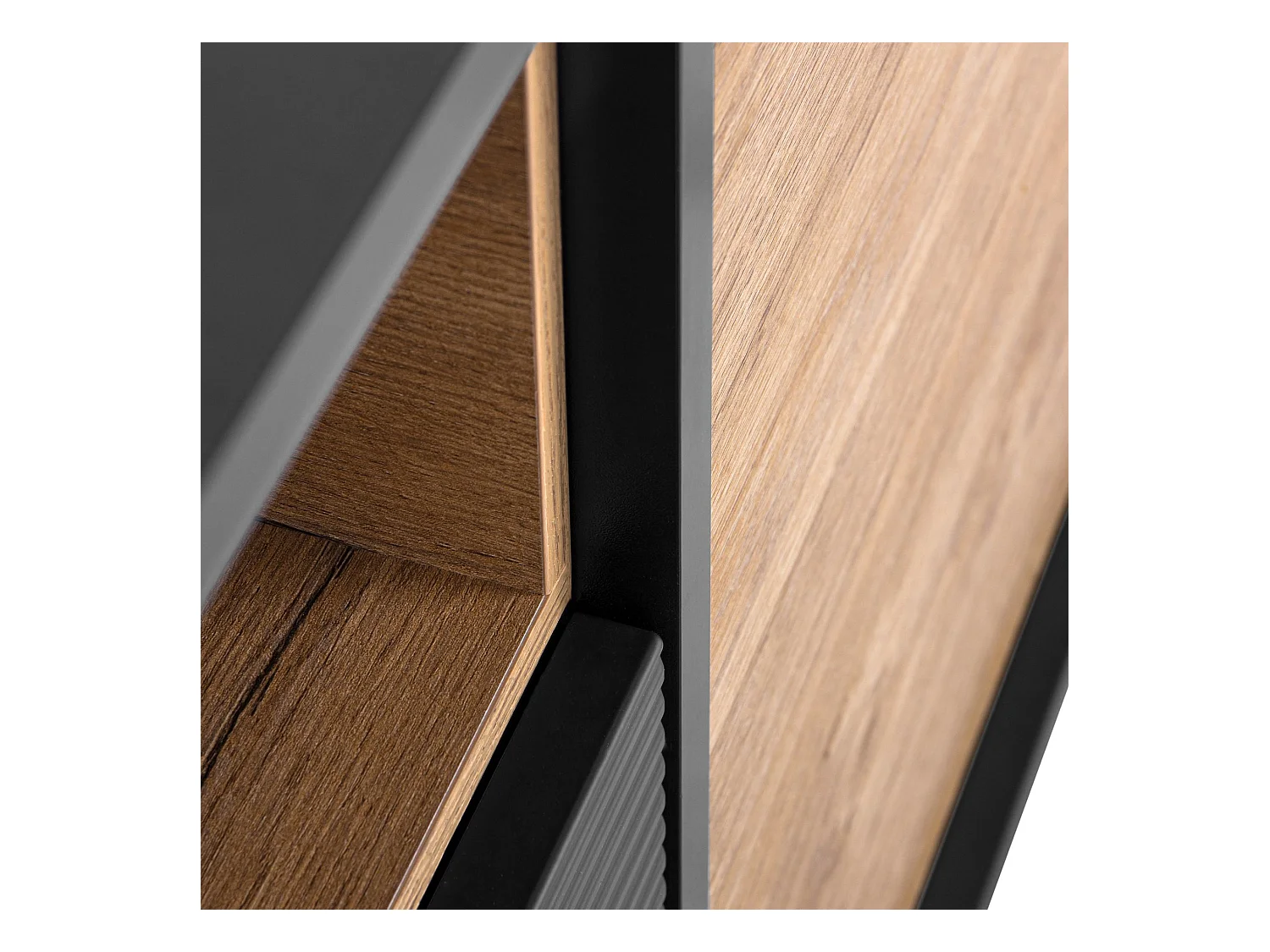 Kommode  Außenseiteneinlage - schwarz / Eiche natur - LOFTY