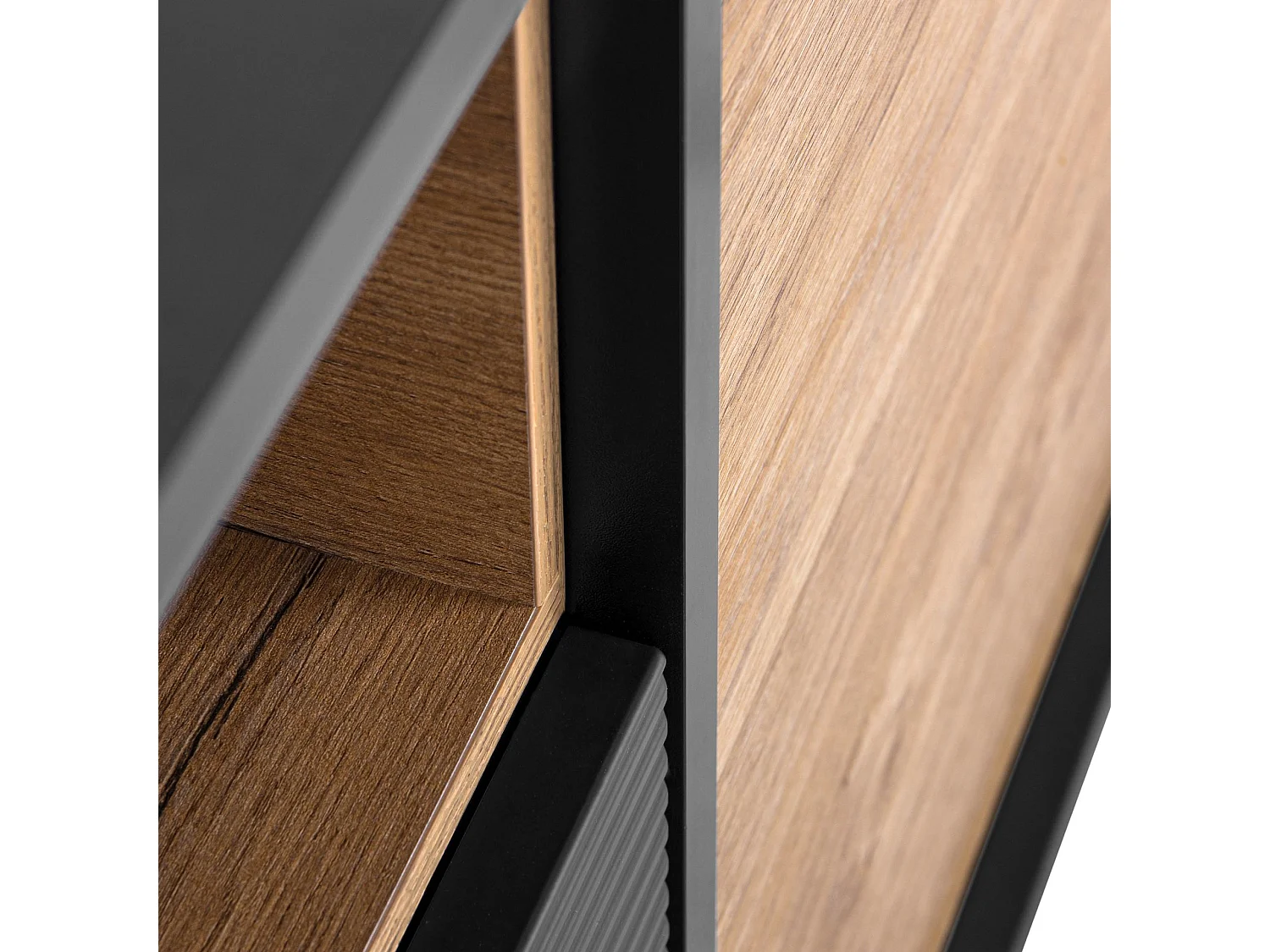 Kommode  Außenseiteneinlage - schwarz / Eiche natur - LOFTY