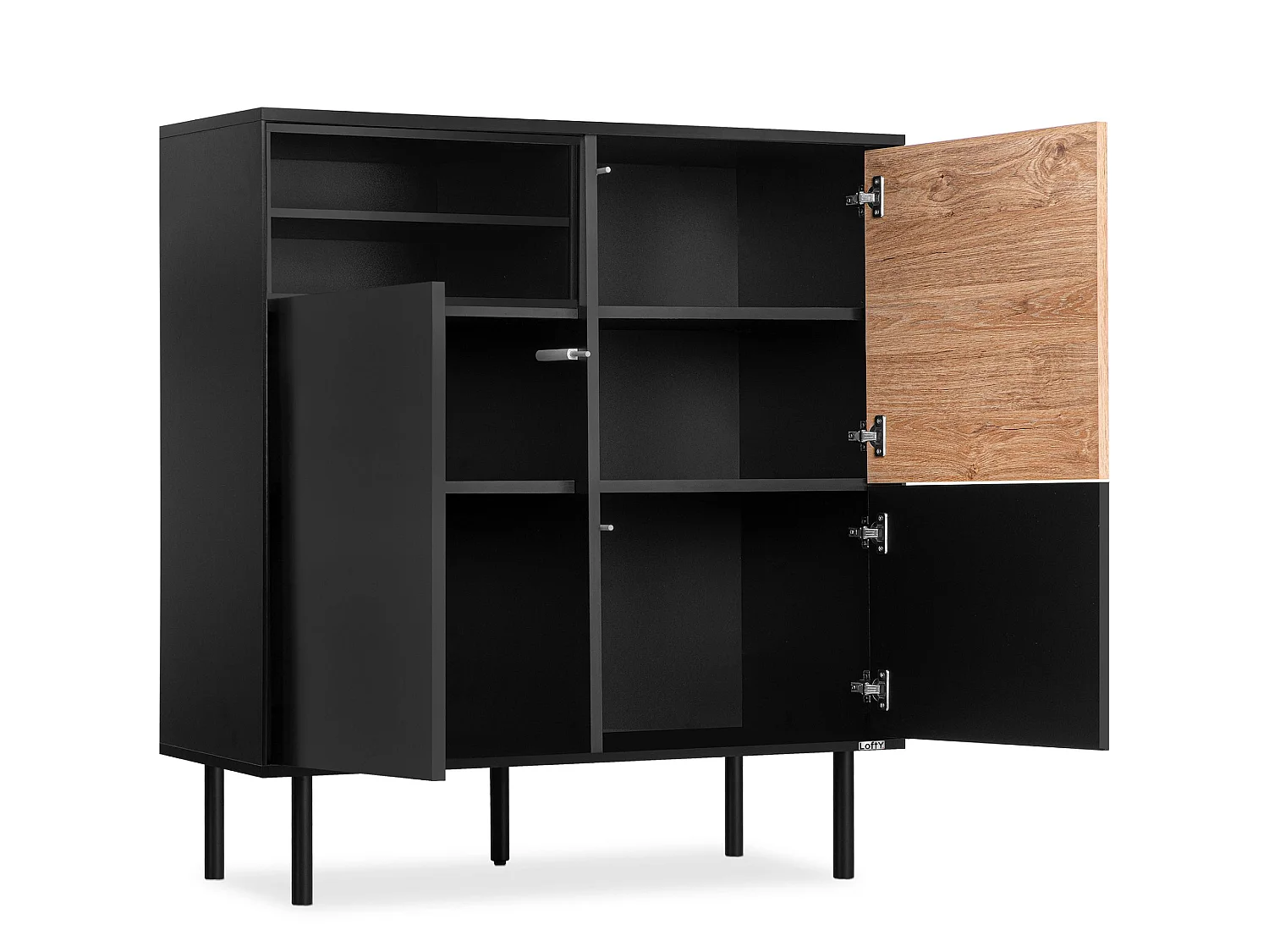 Kommode TV/HiFi-Einlage - schwarz / Eiche natur - LOFTY