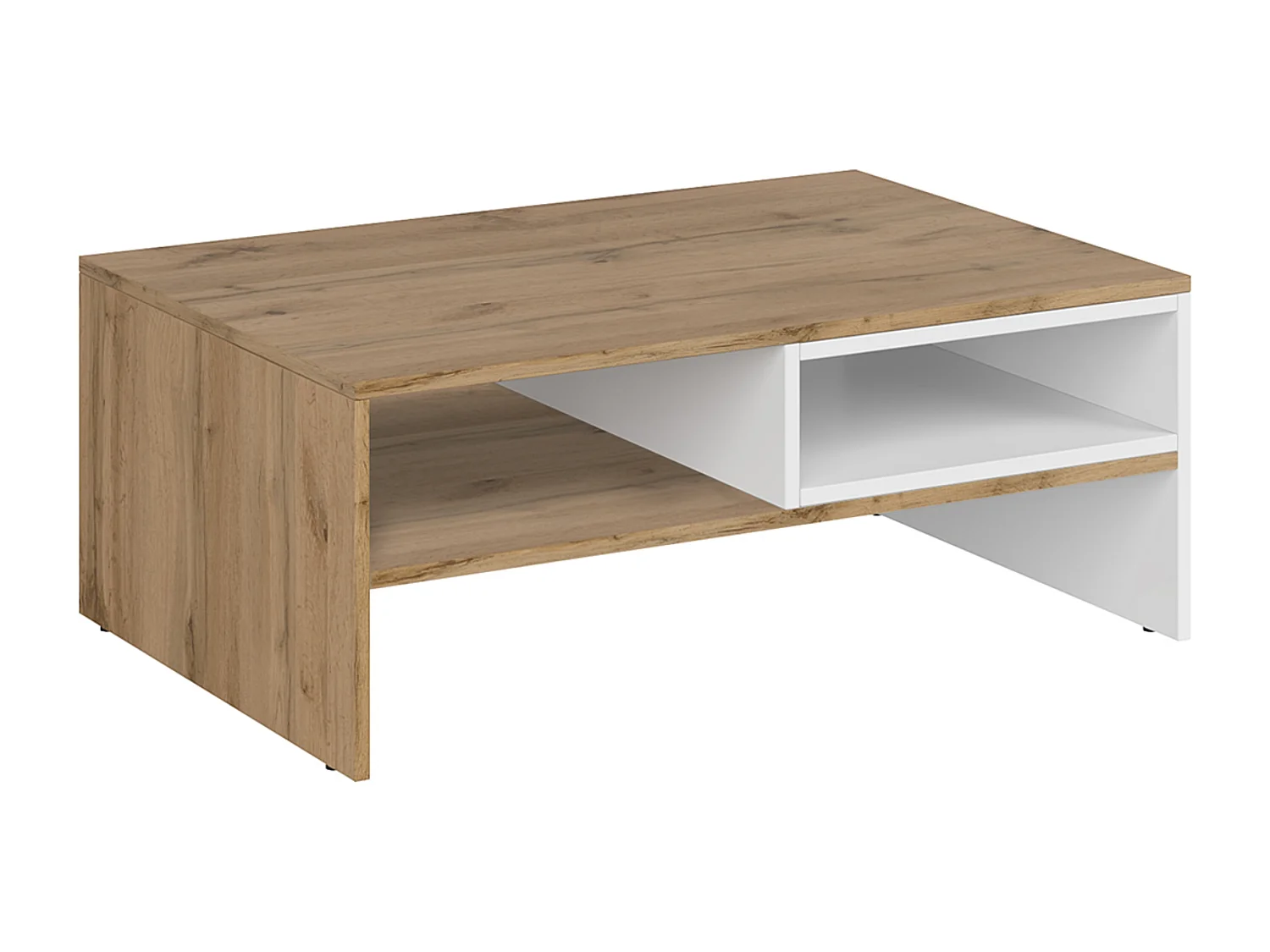 Couchtisch - Glas Weiß/Eiche Wotan Dekor - DAMINO