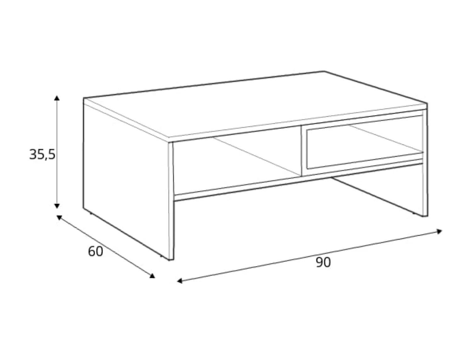 Couchtisch - Glas Weiß/Eiche Wotan Dekor - DAMINO