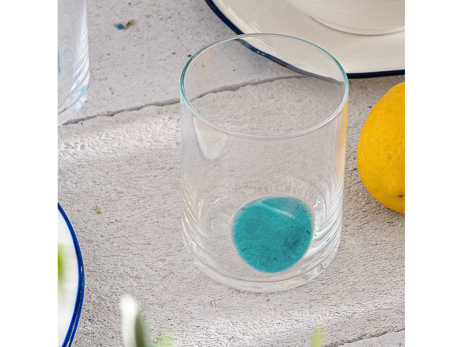 Trinkglas-Set (6er-Set) - transparent / blau - KROG