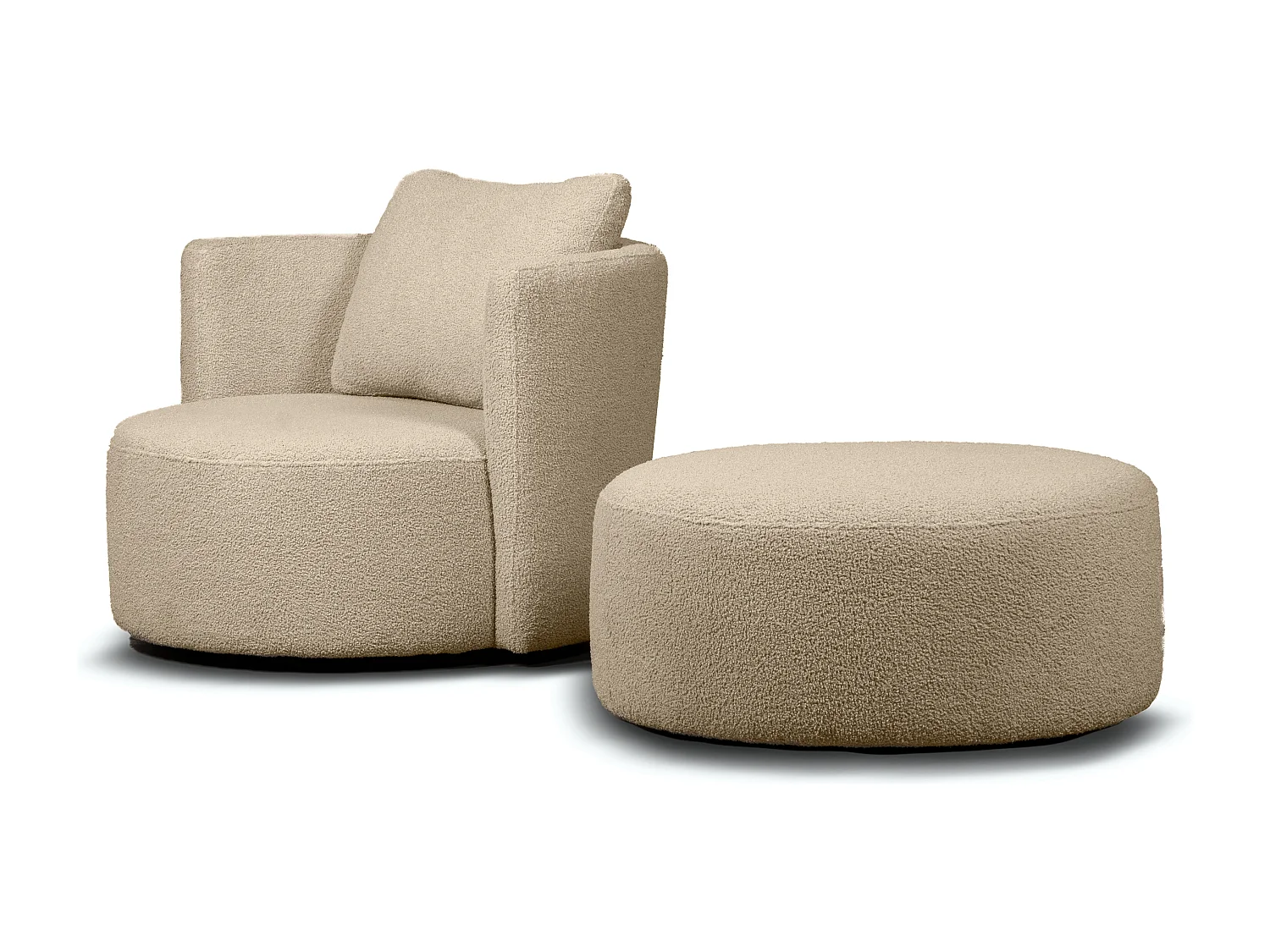 Sessel mit Fußbank - Beige - RAGGI