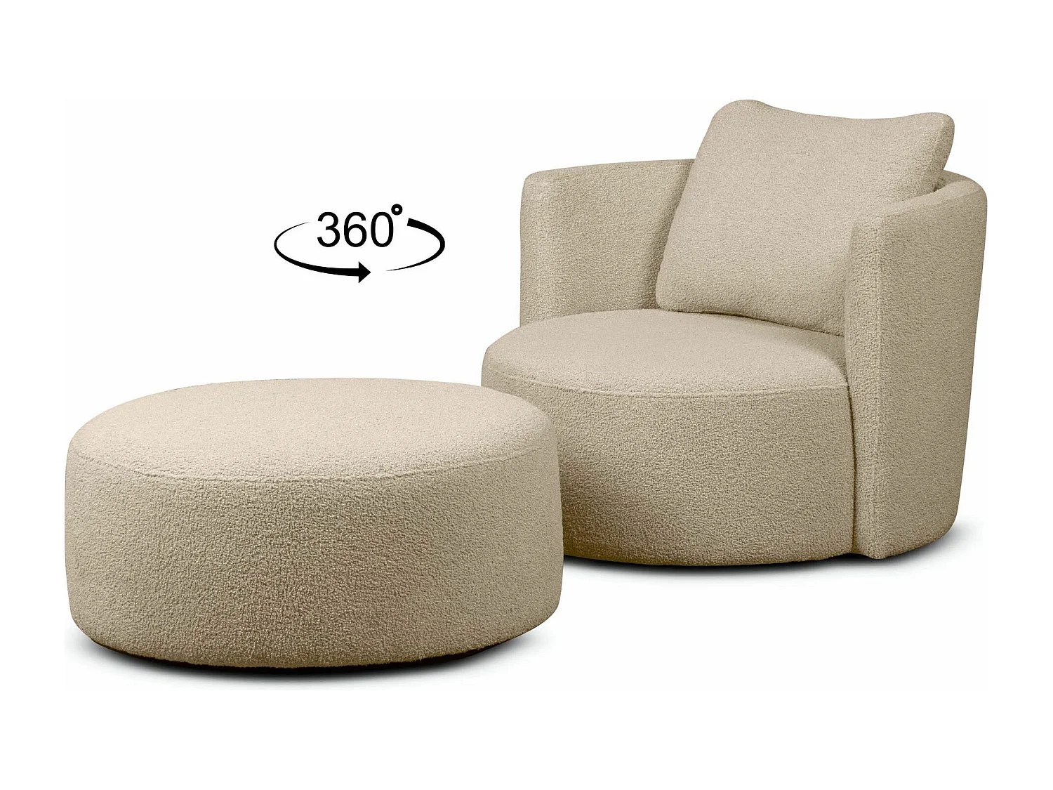 Sessel mit Fußbank - Beige - RAGGI