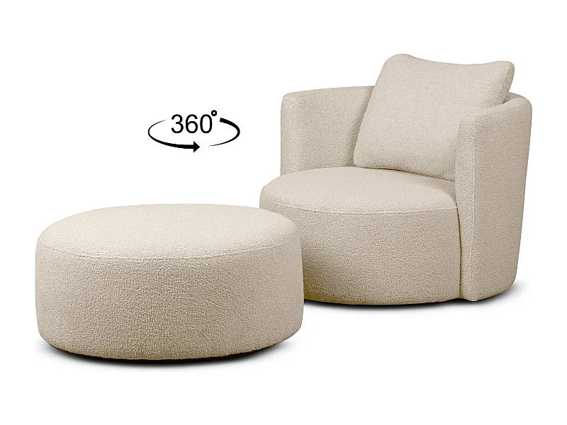 Sessel mit Fußbank - Ecru - RAGGI