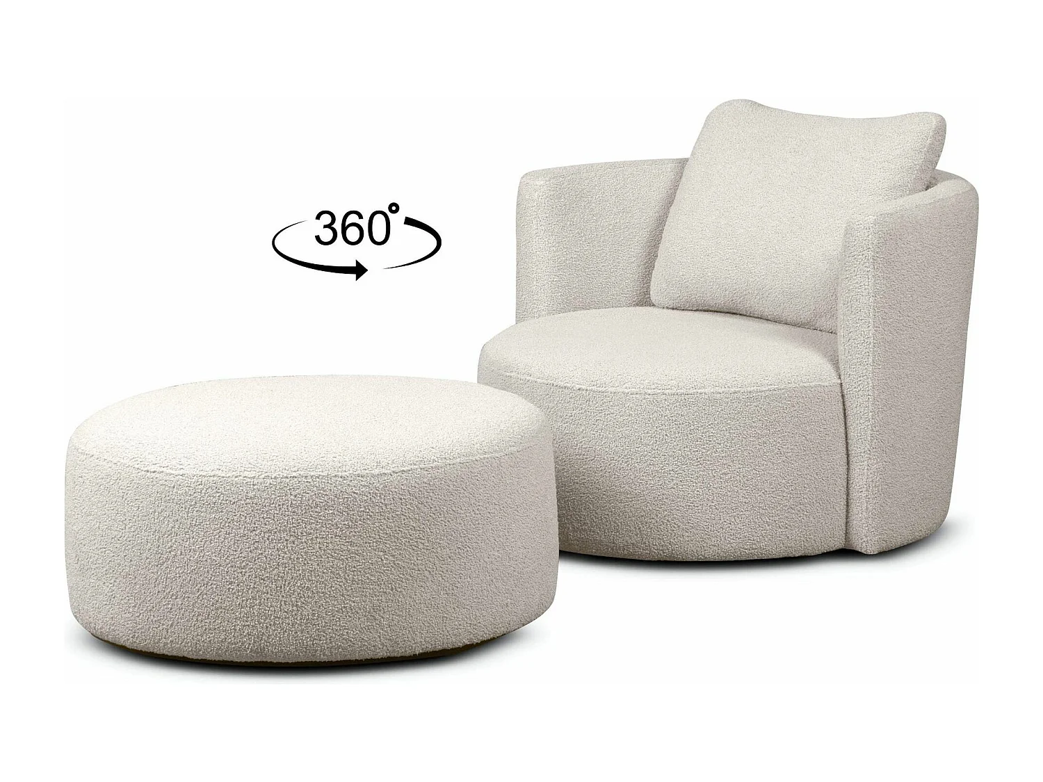 Sessel mit Fußbank - Weiß - RAGGI