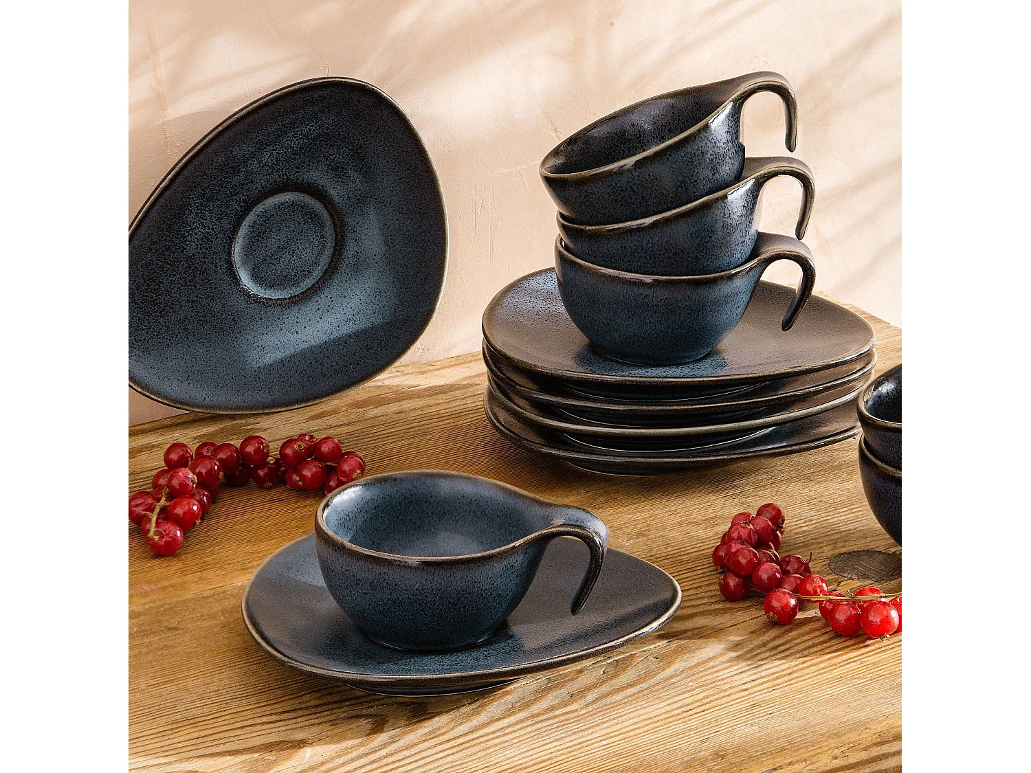 Espresso-Set (12er-Set) - schwarz / graphit / marineblau - TIME BLACK