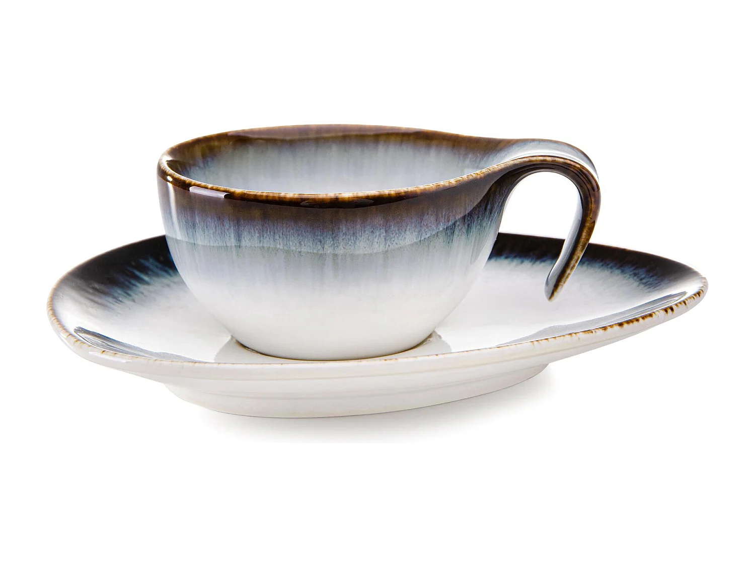 Espressoservice 12-tlg - weiß / marineblau / braun - TIME DIM