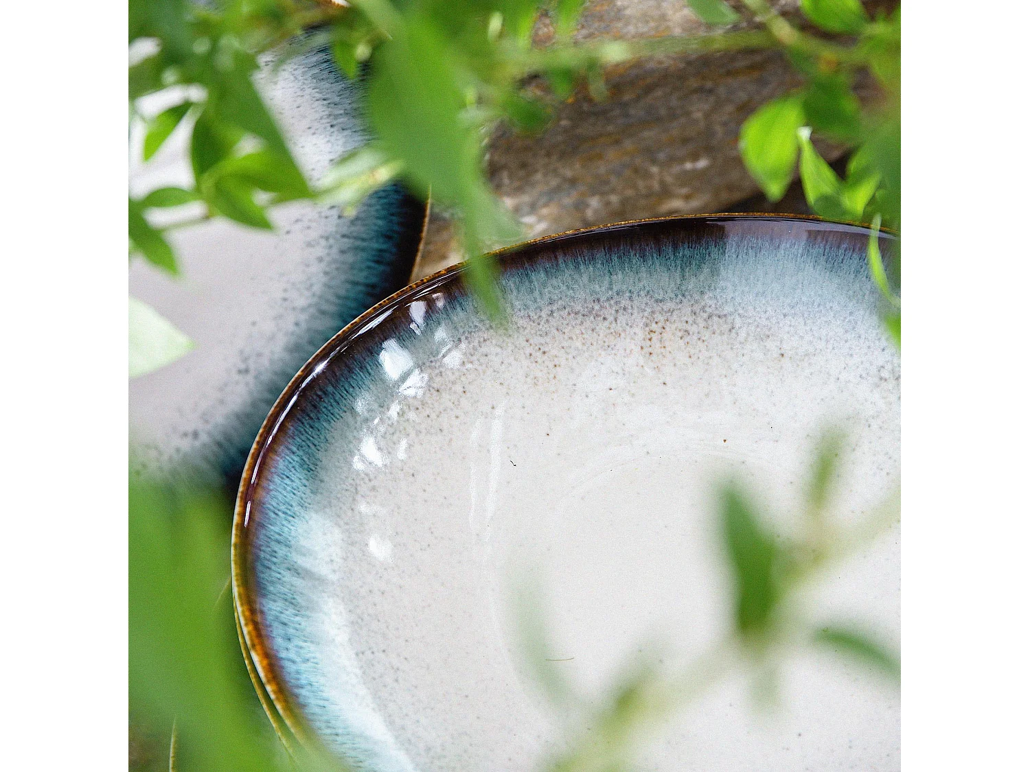 Schalen 6-tlg - weiß / marineblau / braun - TIME DIM