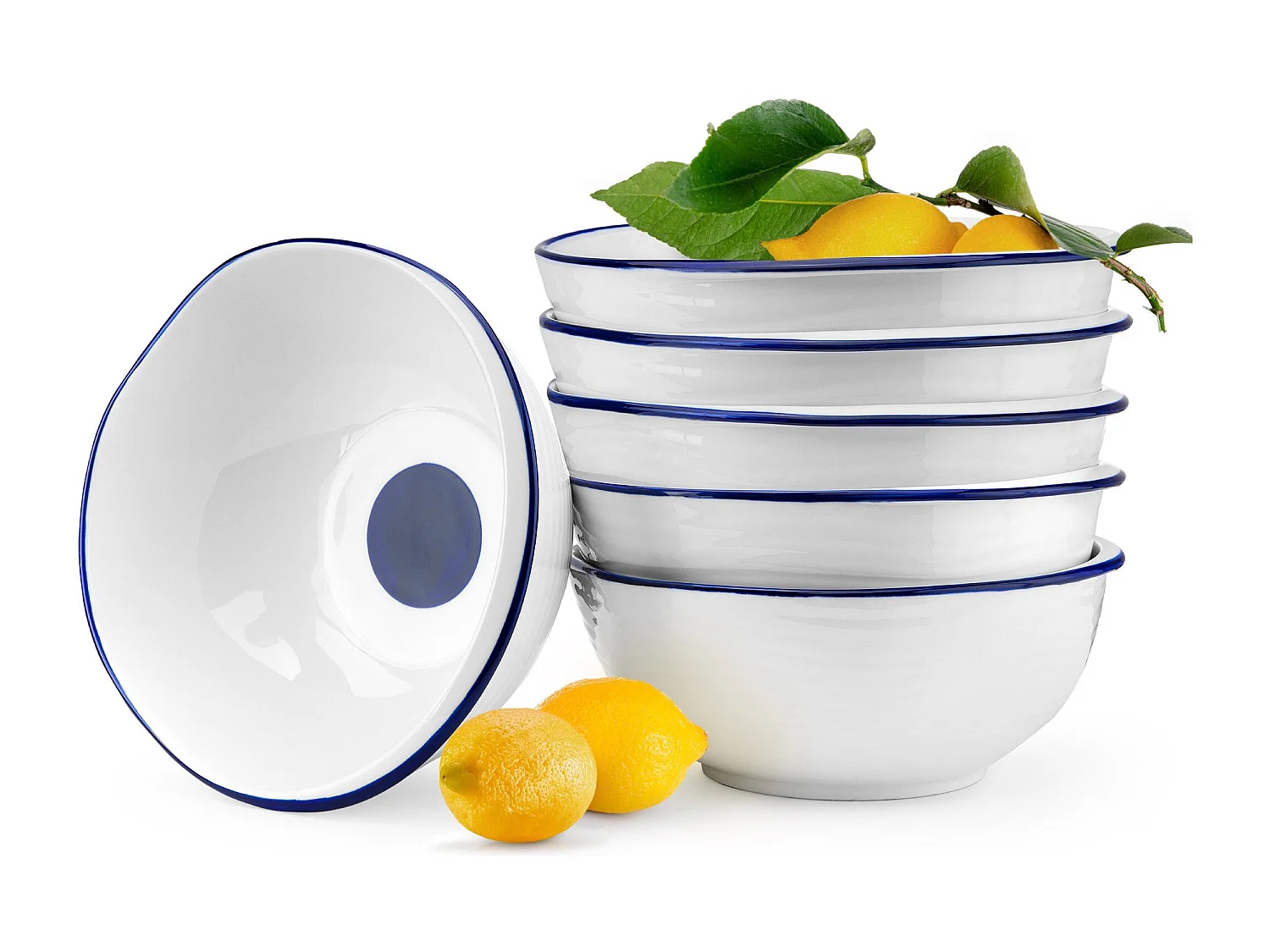 Schale (6er-Set) - weiß/marineblau - KROG