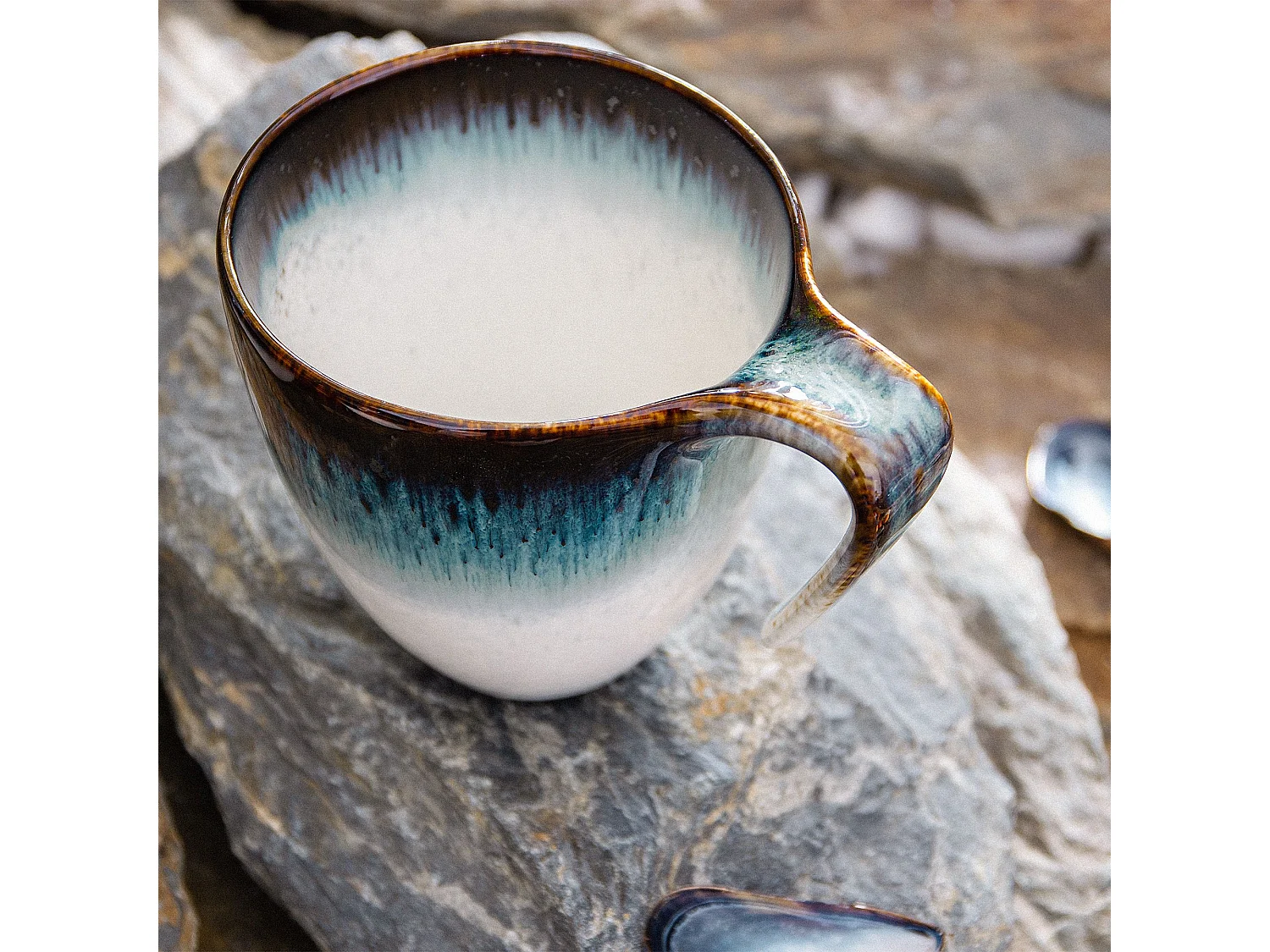 Frühstücksset 12-tlg - weiß / marineblau / braun - TIME DIM