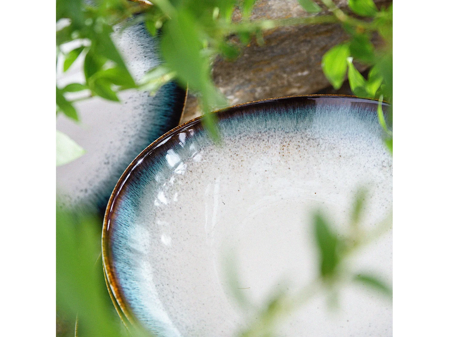 Frühstücksset 12-tlg - weiß / marineblau / braun - TIME DIM