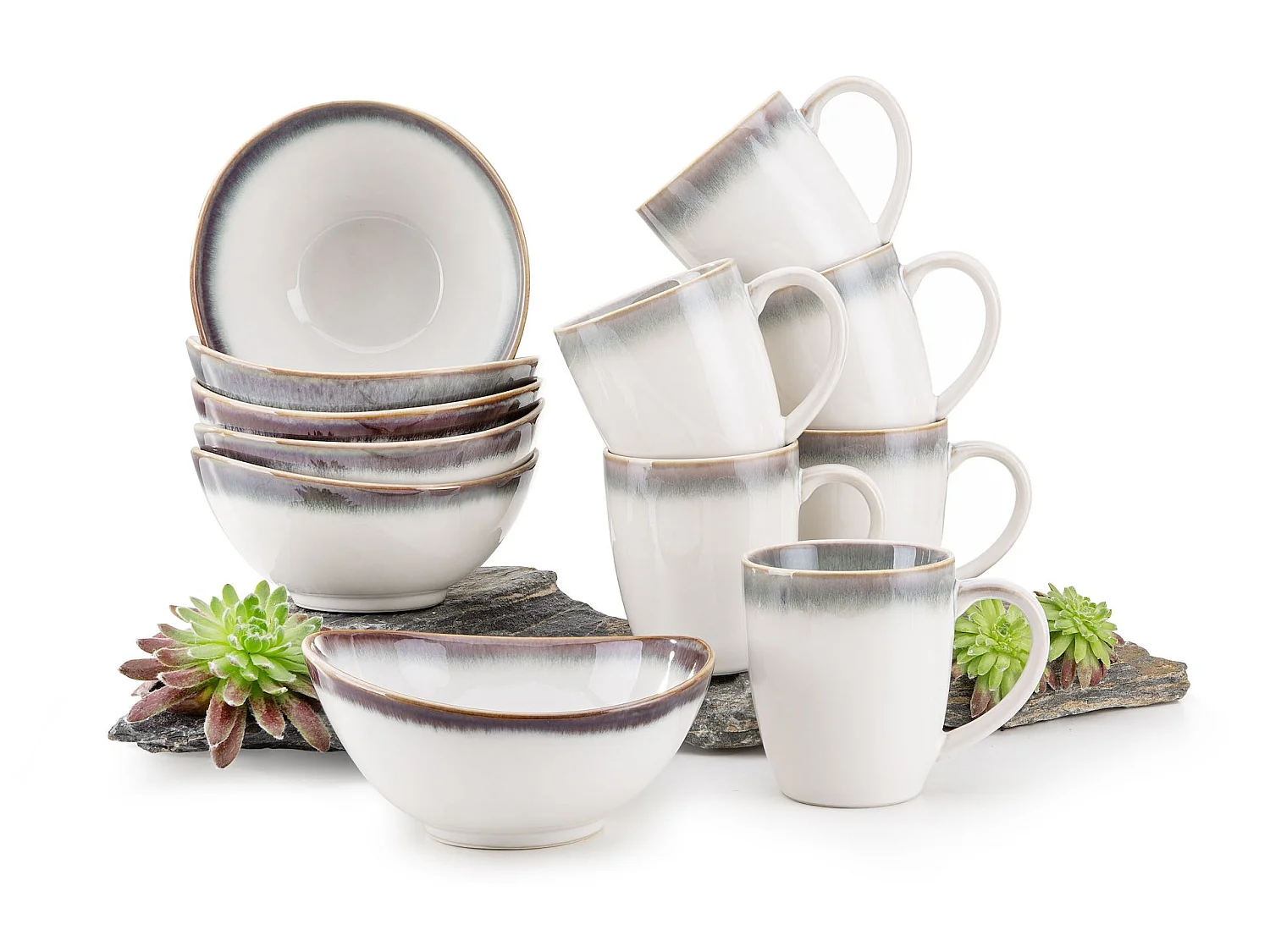 Frühstücksset 6 Personen 12-tlg - mehrfarbig - FREJA