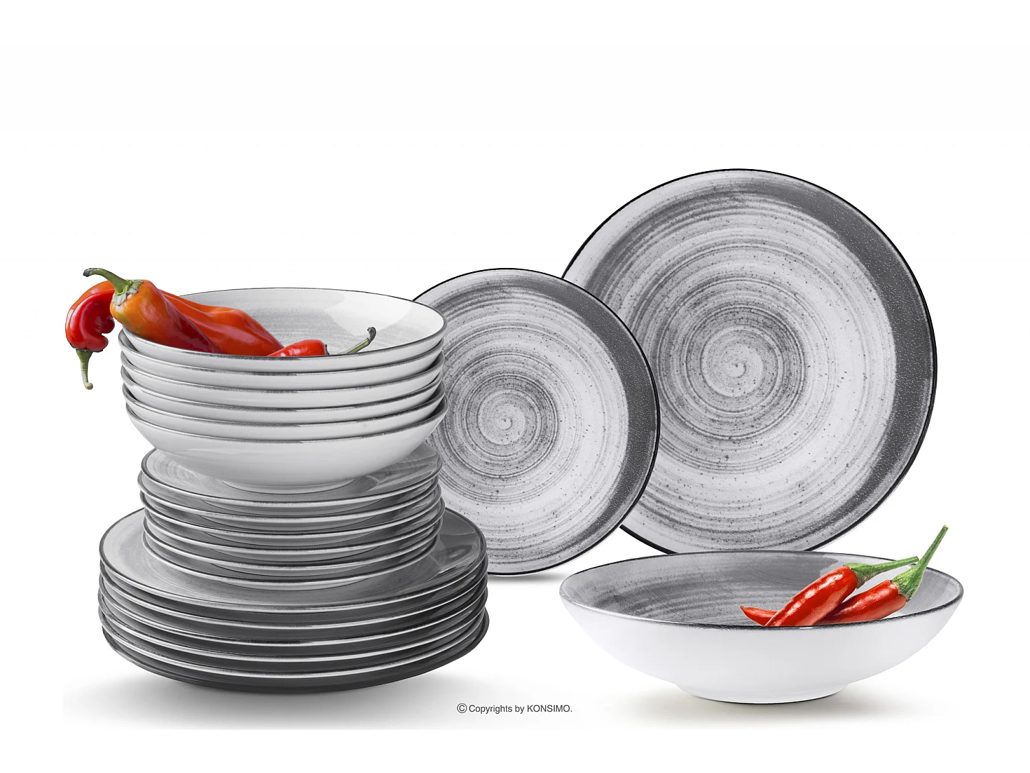 Tafelservice LINARI (36er-Set) - grau/hellgrau - LINARI