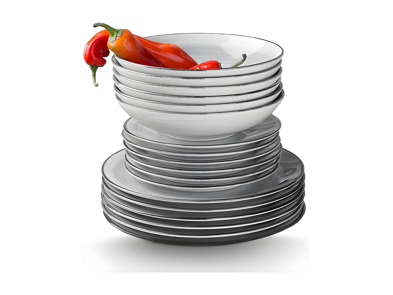 Tafelservice LINARI (36er-Set) - grau/hellgrau - LINARI