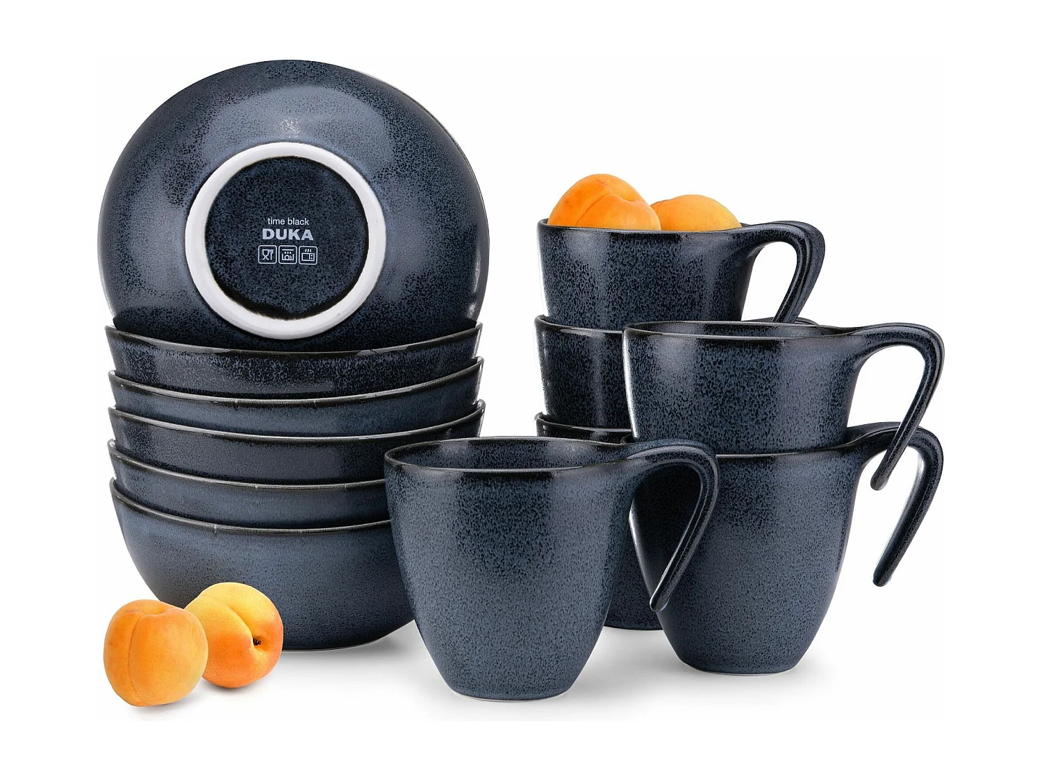 Frühstücksset (12er-Set) - schwarz / graphit / marineblau - TIME BLACK