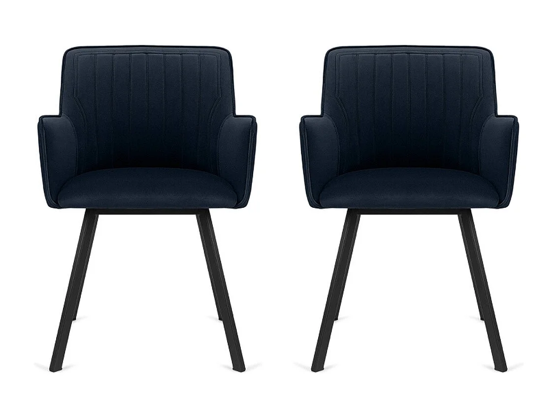 Esszimmerstuhl (2-tlg) - Marineblau/Schwarz - PYRUS