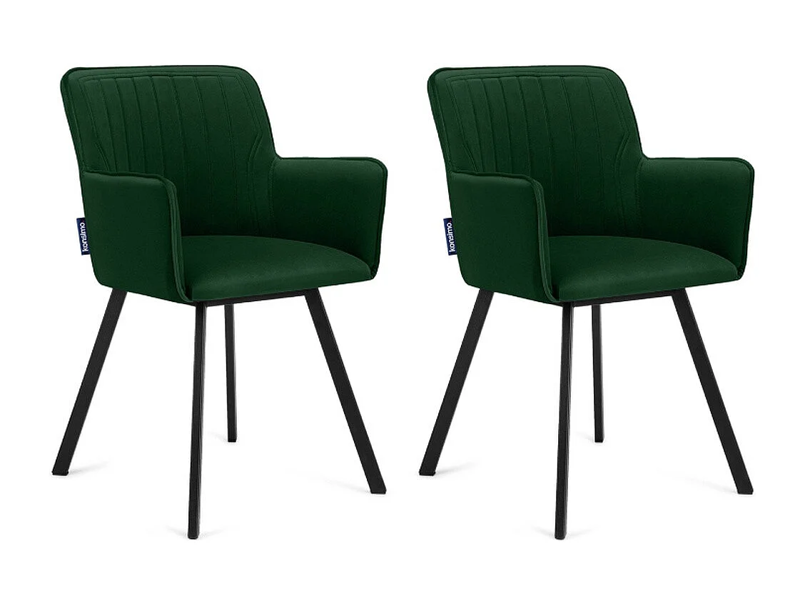 Esszimmerstuhl (2-tlg) - Dunkelgrün/Schwarz - PYRUS