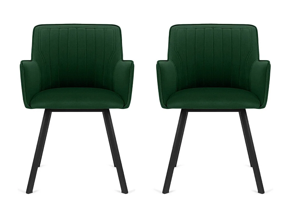 Esszimmerstuhl (2-tlg) - Dunkelgrün/Schwarz - PYRUS