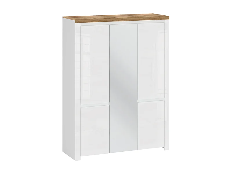 Kleiderschrank - Glas Weiß/Eiche Wotan Dekor - DAMINO