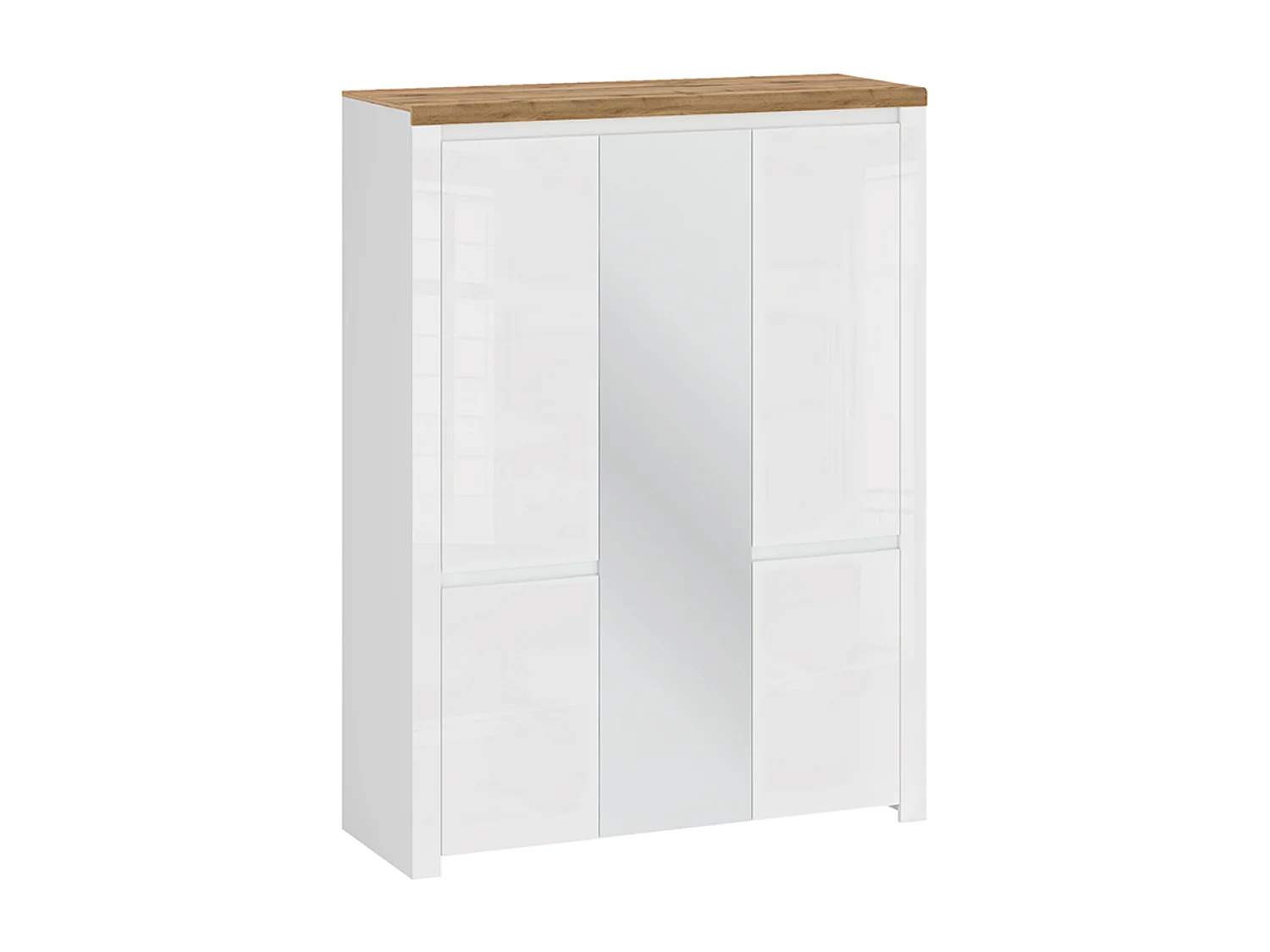 Kleiderschrank - Glas Weiß/Eiche Wotan Dekor - DAMINO