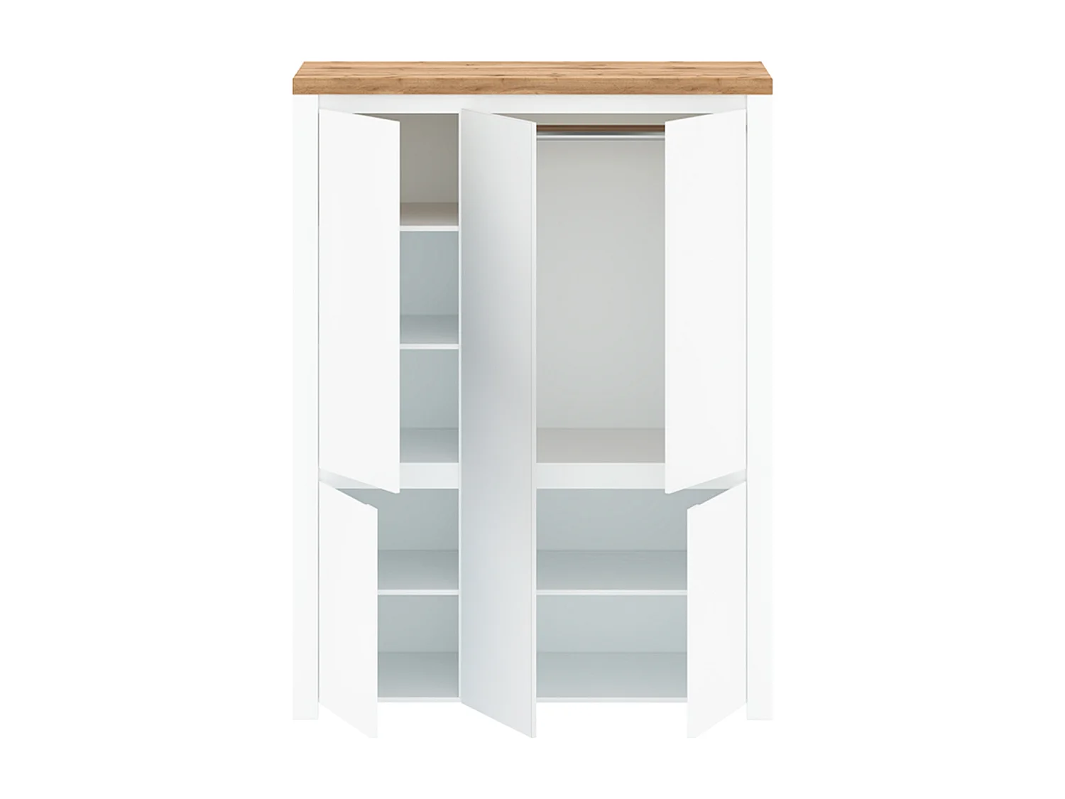 Kleiderschrank - Glas Weiß/Eiche Wotan Dekor - DAMINO