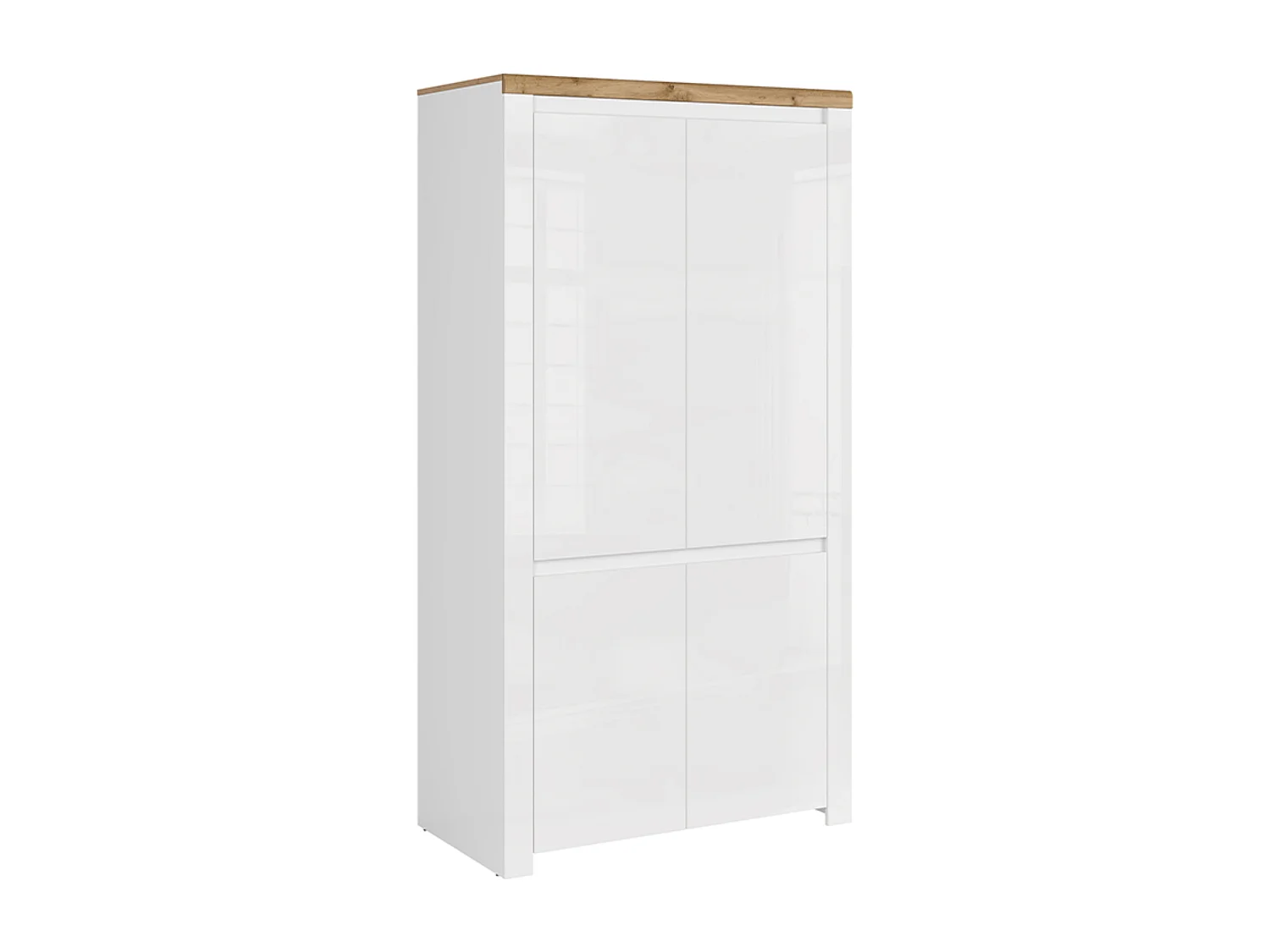 Kleiderschrank - Glas Weiß/Eiche Wotan Dekor - DAMINO