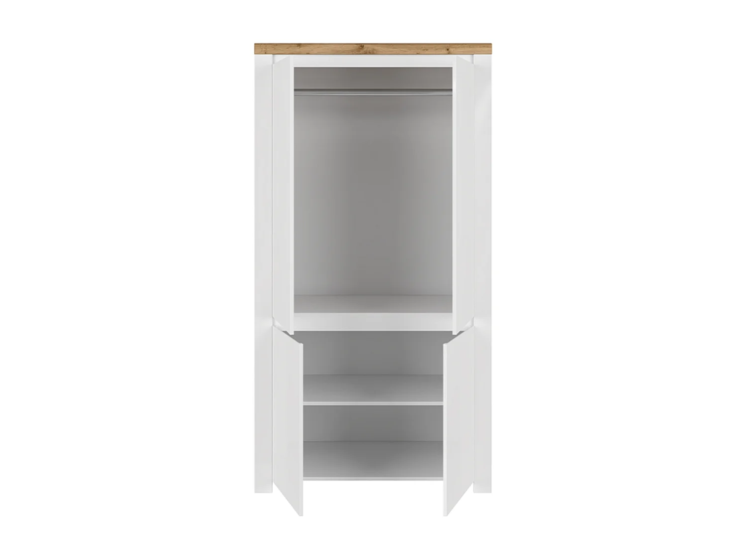 Kleiderschrank - Glas Weiß/Eiche Wotan Dekor - DAMINO