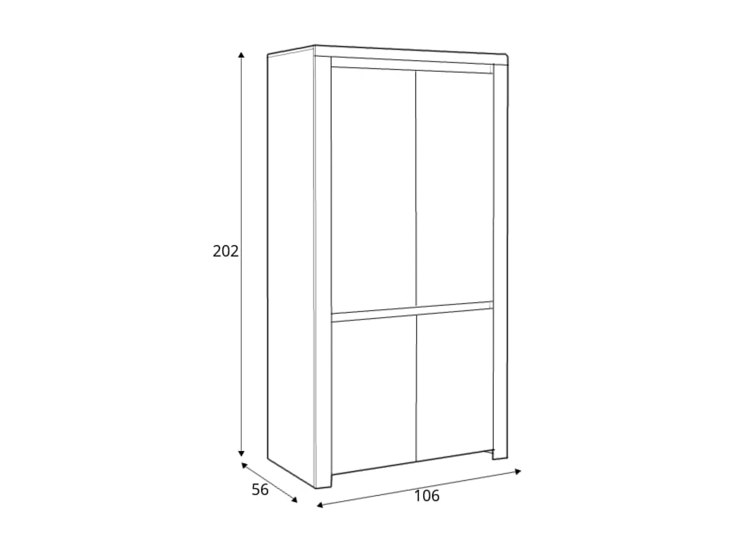 Kleiderschrank - Glas Weiß/Eiche Wotan Dekor - DAMINO
