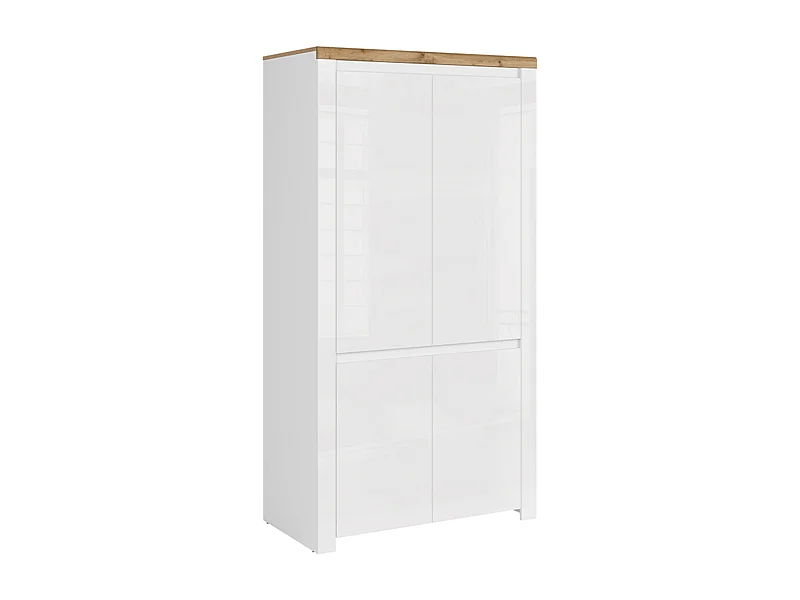 Kleiderschrank - Glas Weiß/Eiche Wotan Dekor - DAMINO