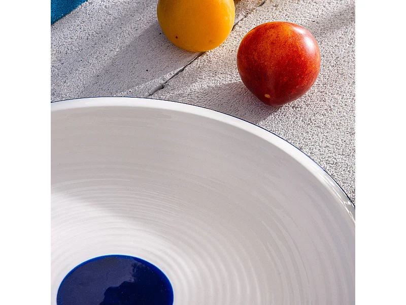 Essteller (6er-Set) - weiß/marineblau - KROG