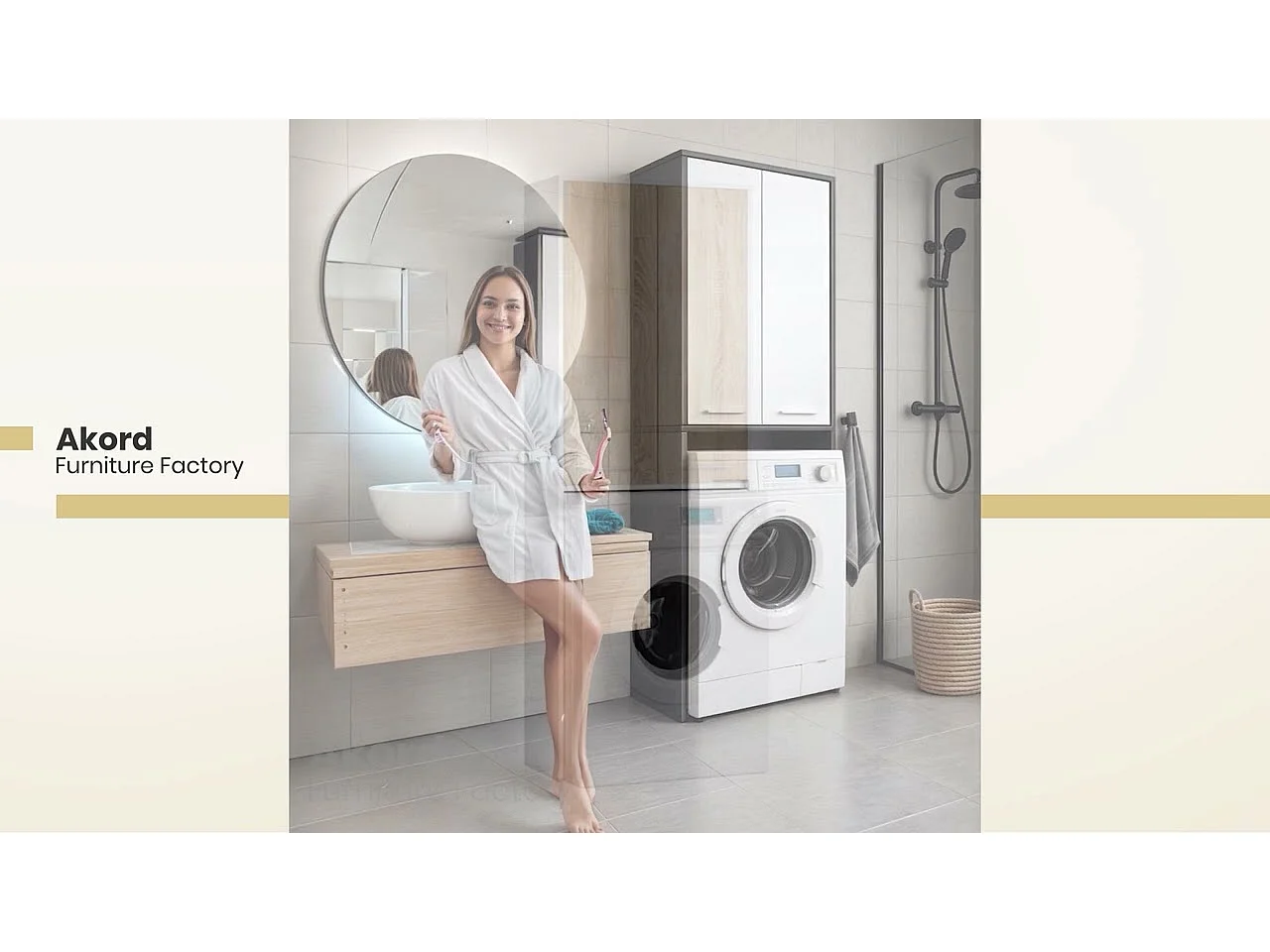 Meuble pour machine à laver FIN Blanche 64 cm 2 portes façade Chêne Sonoma 4 étagères 64x30x180 cm