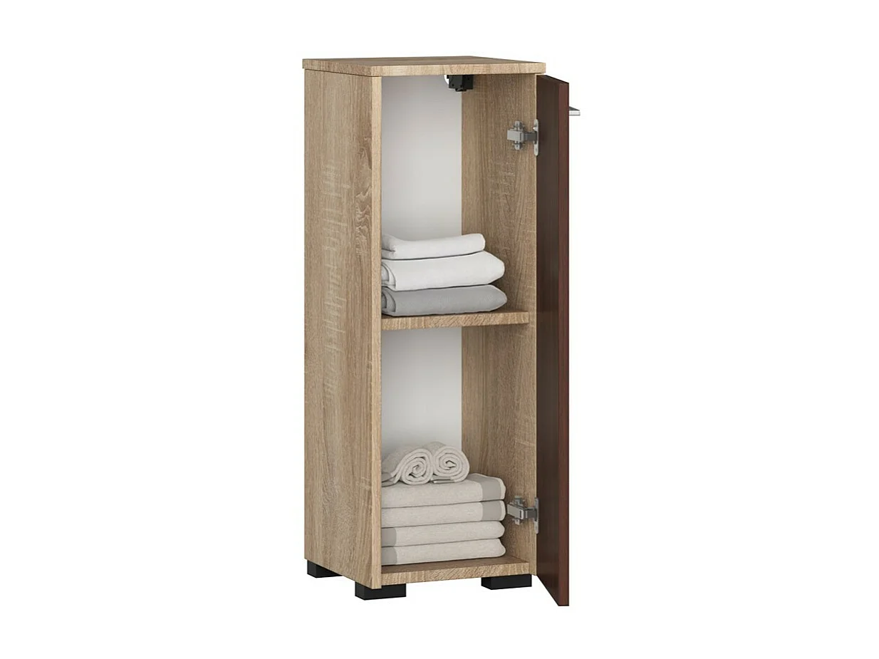 Szafka łazienkowa AKORD FIN Dąb Sonoma 30 cm 1 drzwi kolor Wenge mat 2 półki 30x30x82 cm