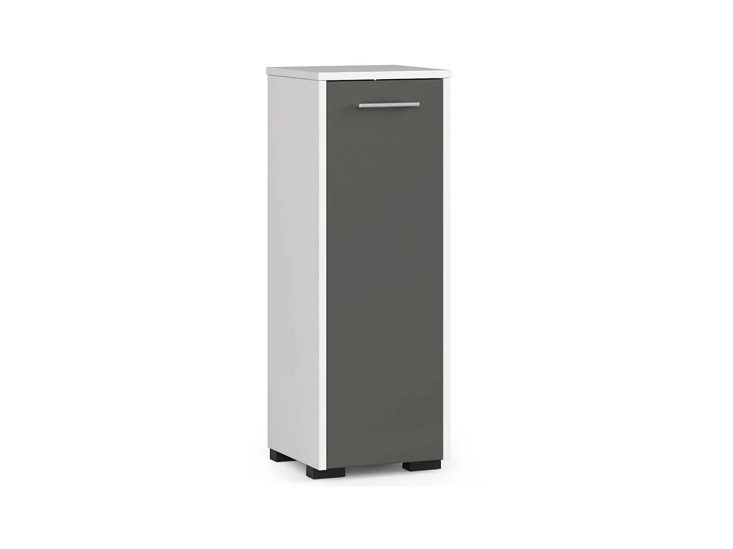 Colonne salle de bains AKORD FIN Blanche 30 cm 1 porte façade Gris Graphite 2 étagères 30x30x85 cm