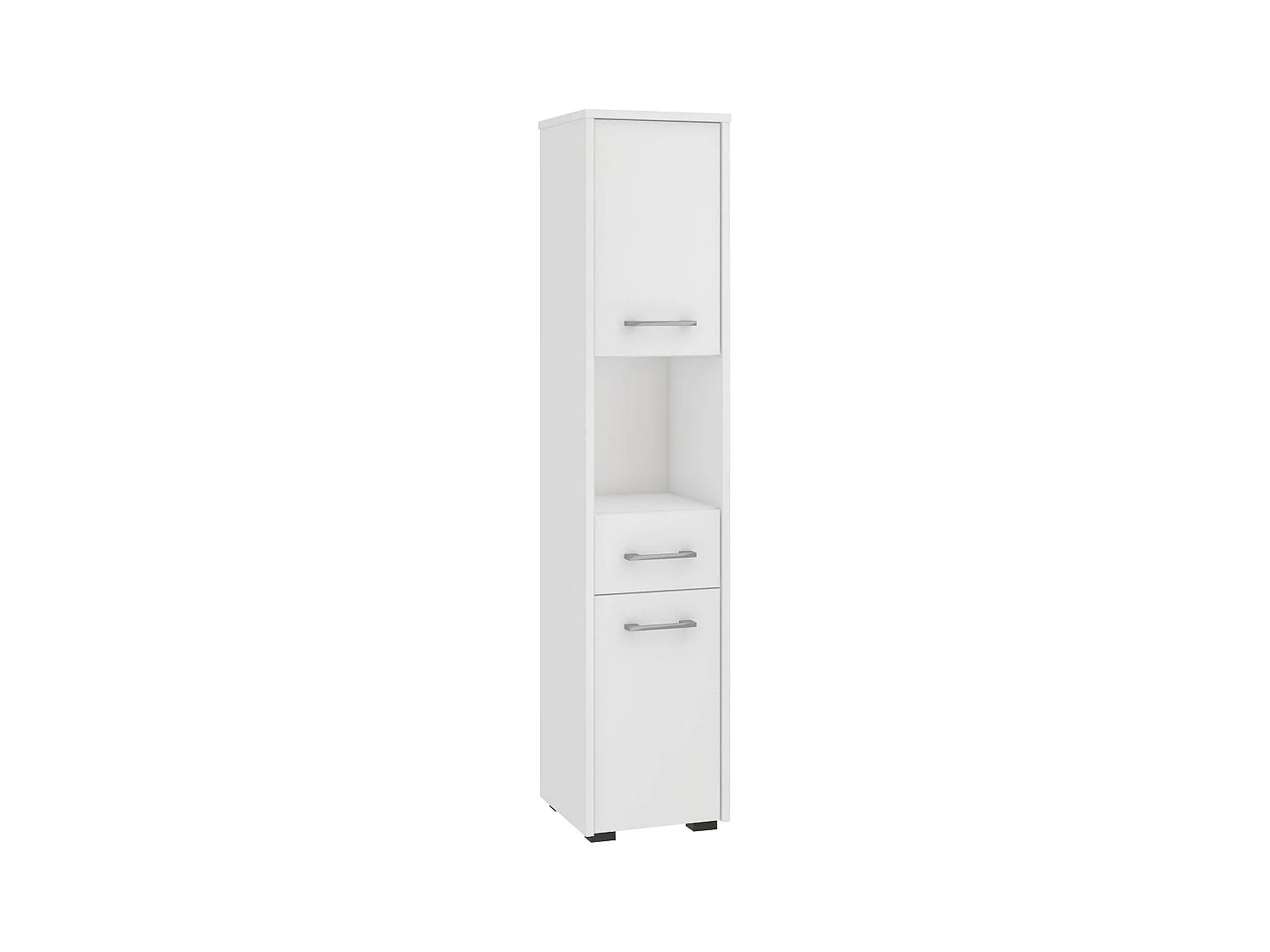 Colonne salle de bains AKORD FIN Blanche 30 cm 2 portes 1 tiroir façade Blanche 5 étagères 30x30x140 cm
