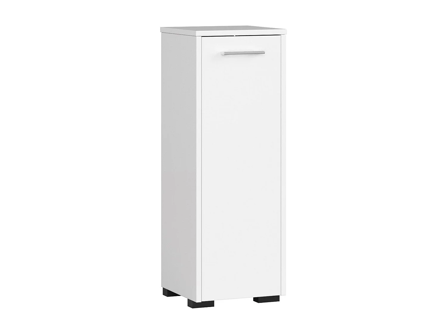 Armoire salle de bains AKORD FIN Blanche 30 cm 1 porte façade Blanche 2 étagères 30x30x85 cm
