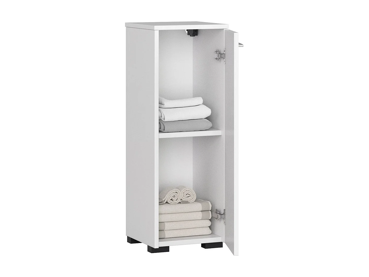 Armoire salle de bains AKORD FIN Blanche 30 cm 1 porte façade Blanche 2 étagères 30x30x85 cm